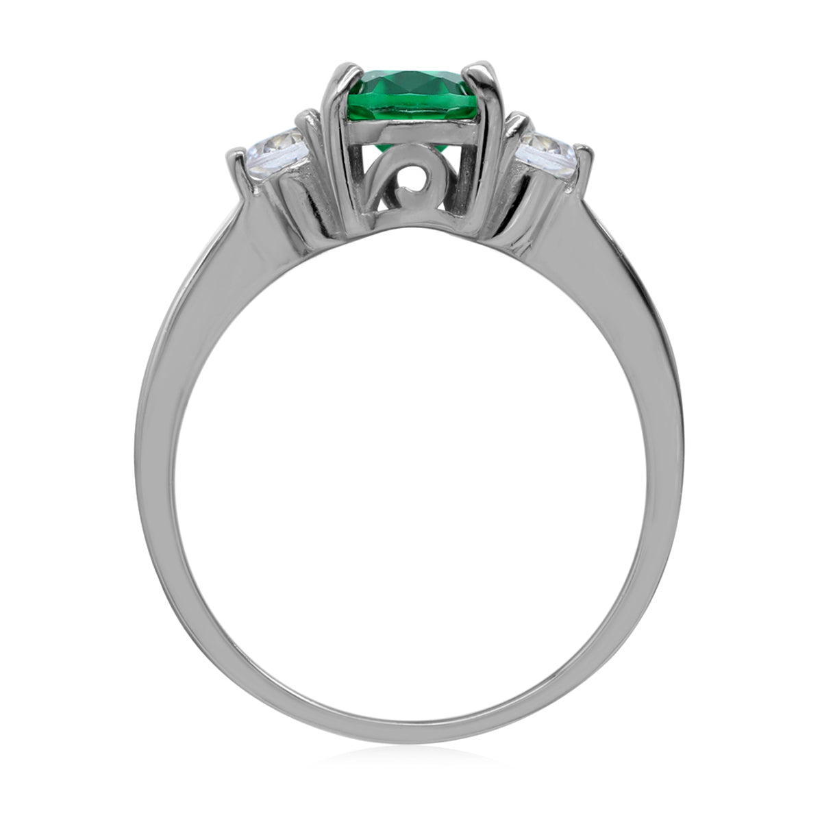 8X6mm Created Oval Shape Nano Green Emerald 925 Sterling Silver Engagement Ring May Gemstone Birthstone - Silvershake-store