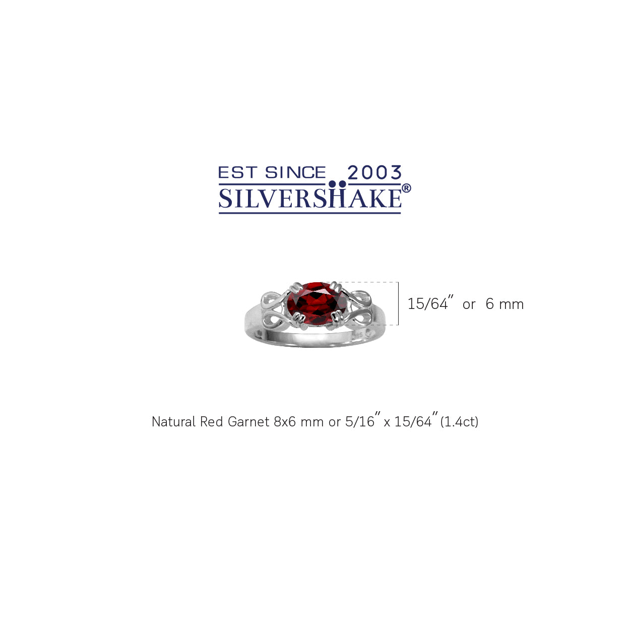 8X6mm 1.4 CTW Natural Oval Shape Red Garnet 925 Sterling Silver Victorian Inspired East-West Solitaire Ring - Silvershake-store