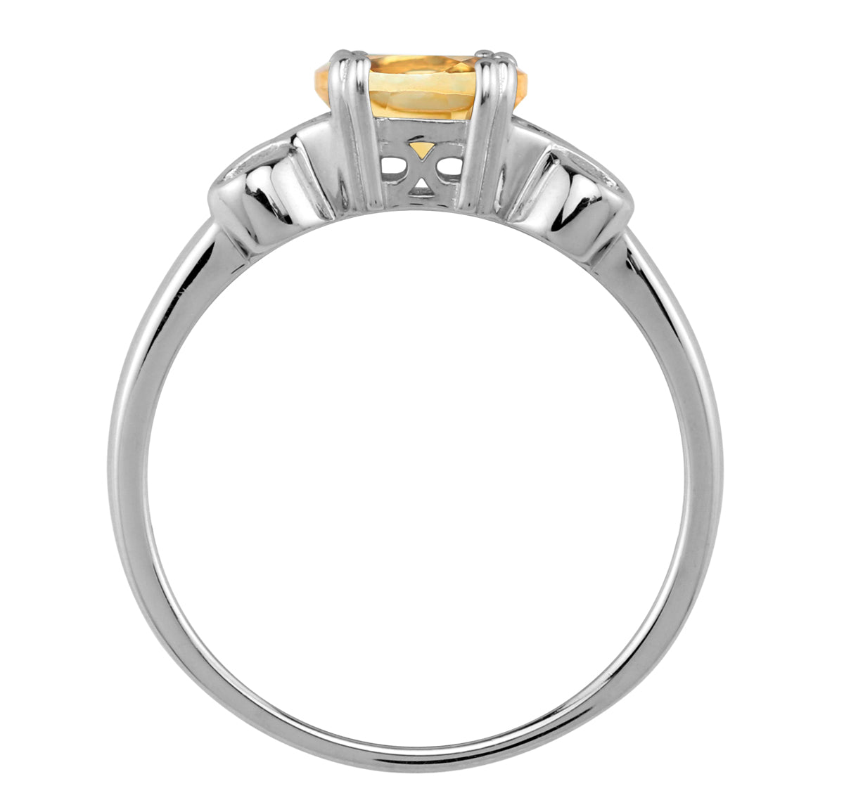 8X6mm 1.14 CTW Genuine Oval Shape Yellow Citrine 925 Sterling Silver Victorian Inspired East-West Solitaire Ring - Silvershake-store