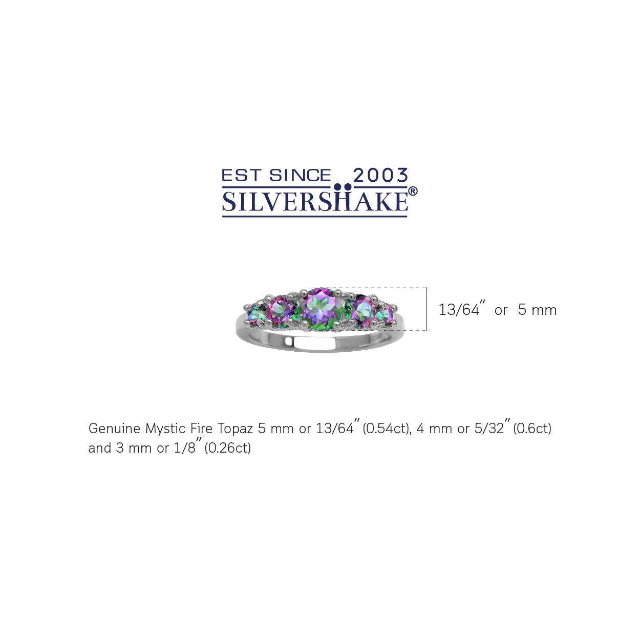 1.4 CTW 5-Stone Genuine Round Shape Mystic Fire Rainbow Topaz White Gold Plated 925 Sterling Silver Gemstone Ring - Silvershake-store