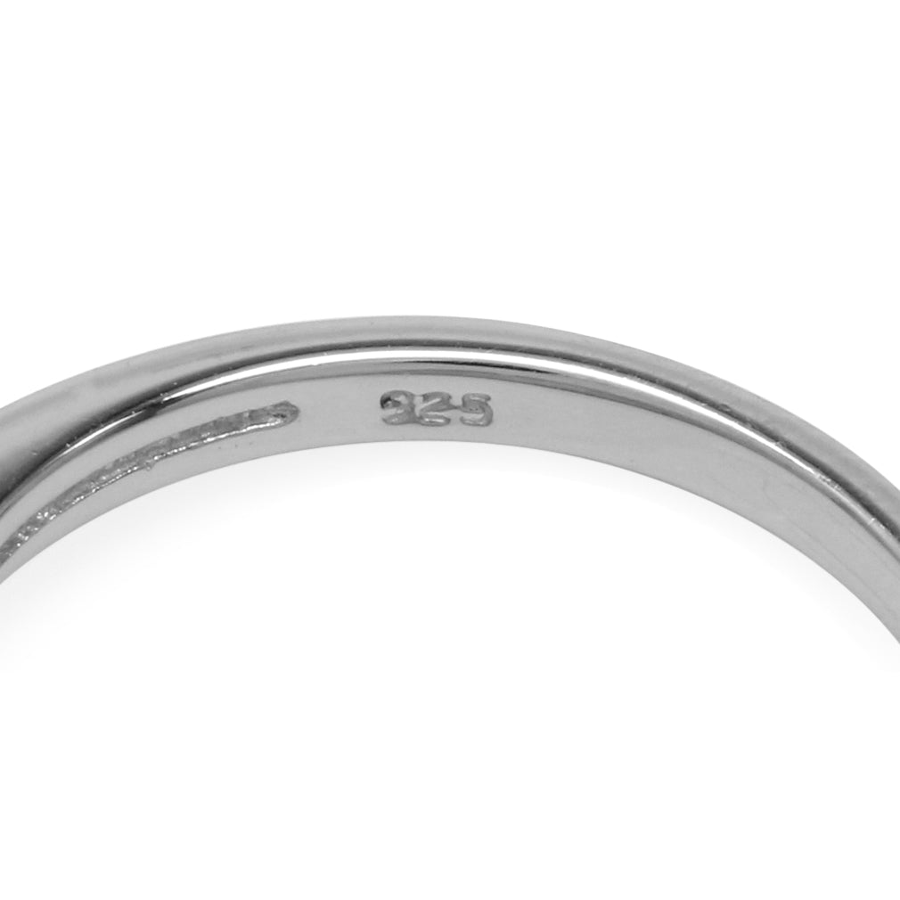 5-Stone Round Shape White Cubic Zirconia White Gold Plated 925 Sterling Silver Ring April Gemstone Birthstone - Silvershake-store