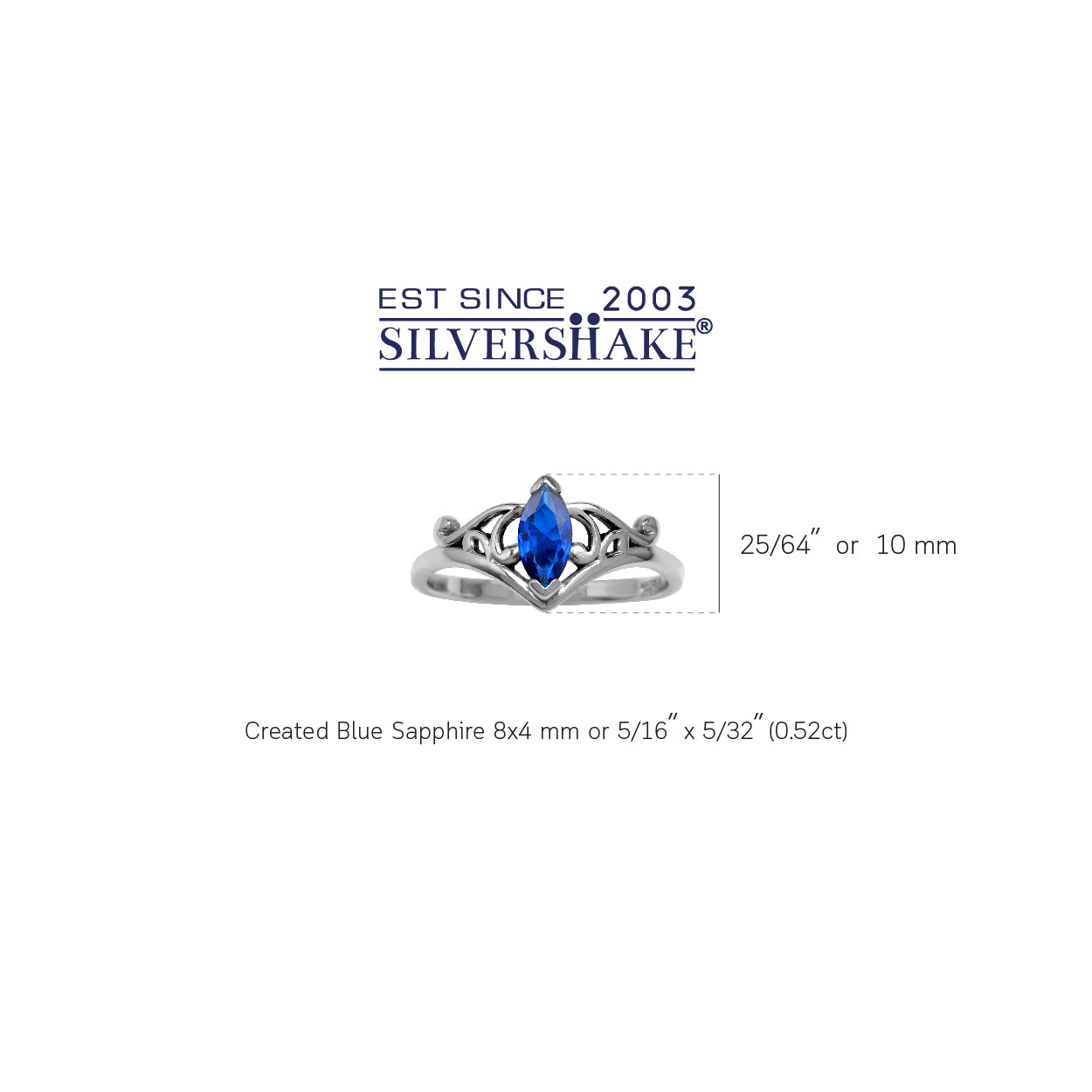 8X4mm Created Marquise Shape Blue Sapphire 925 Sterling Silver Filigree Victorian Style Ring September Gemstone Birthstone Siz - Silvershake-store