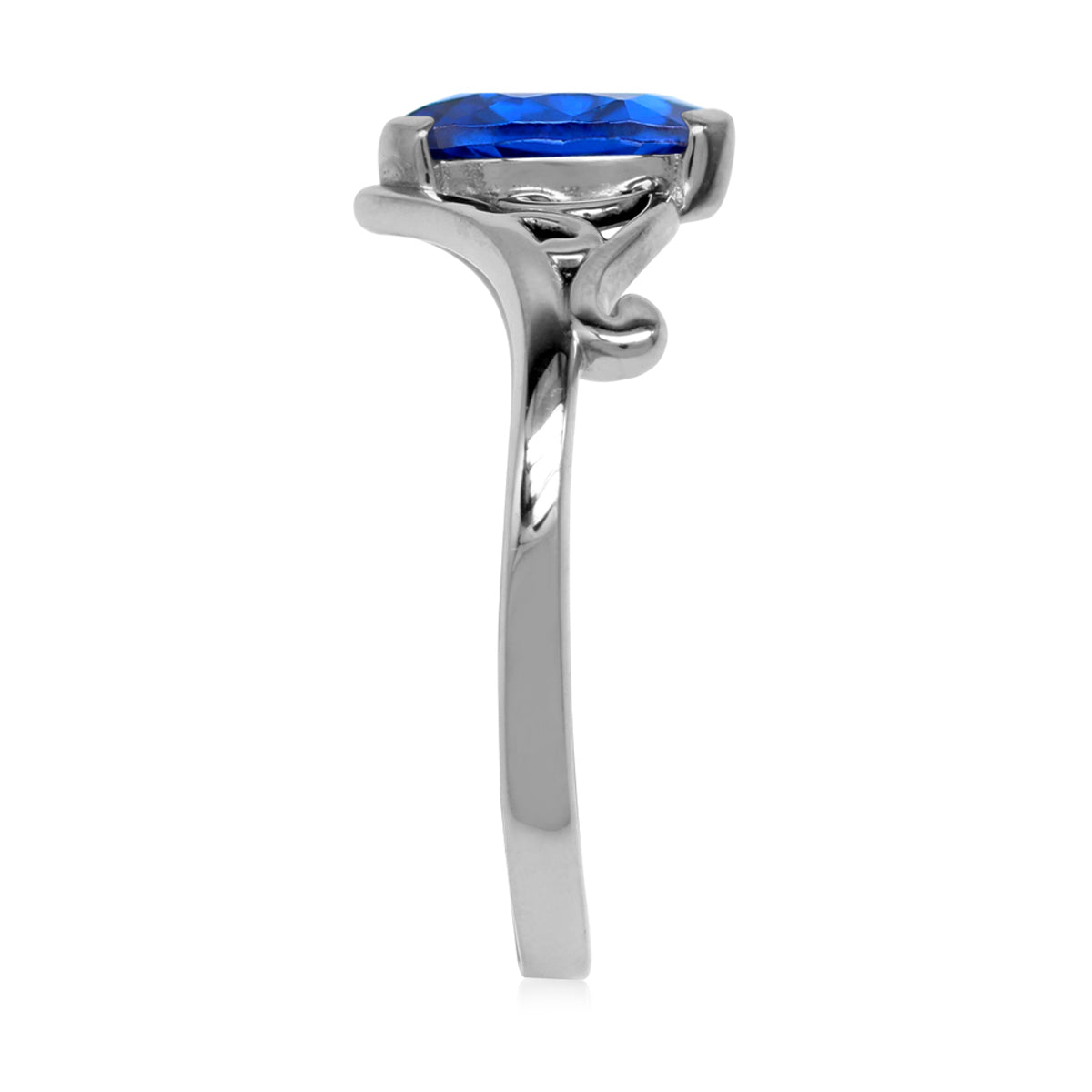 8X4mm Created Marquise Shape Blue Sapphire 925 Sterling Silver Filigree Victorian Style Ring September Gemstone Birthstone Siz - Silvershake-store