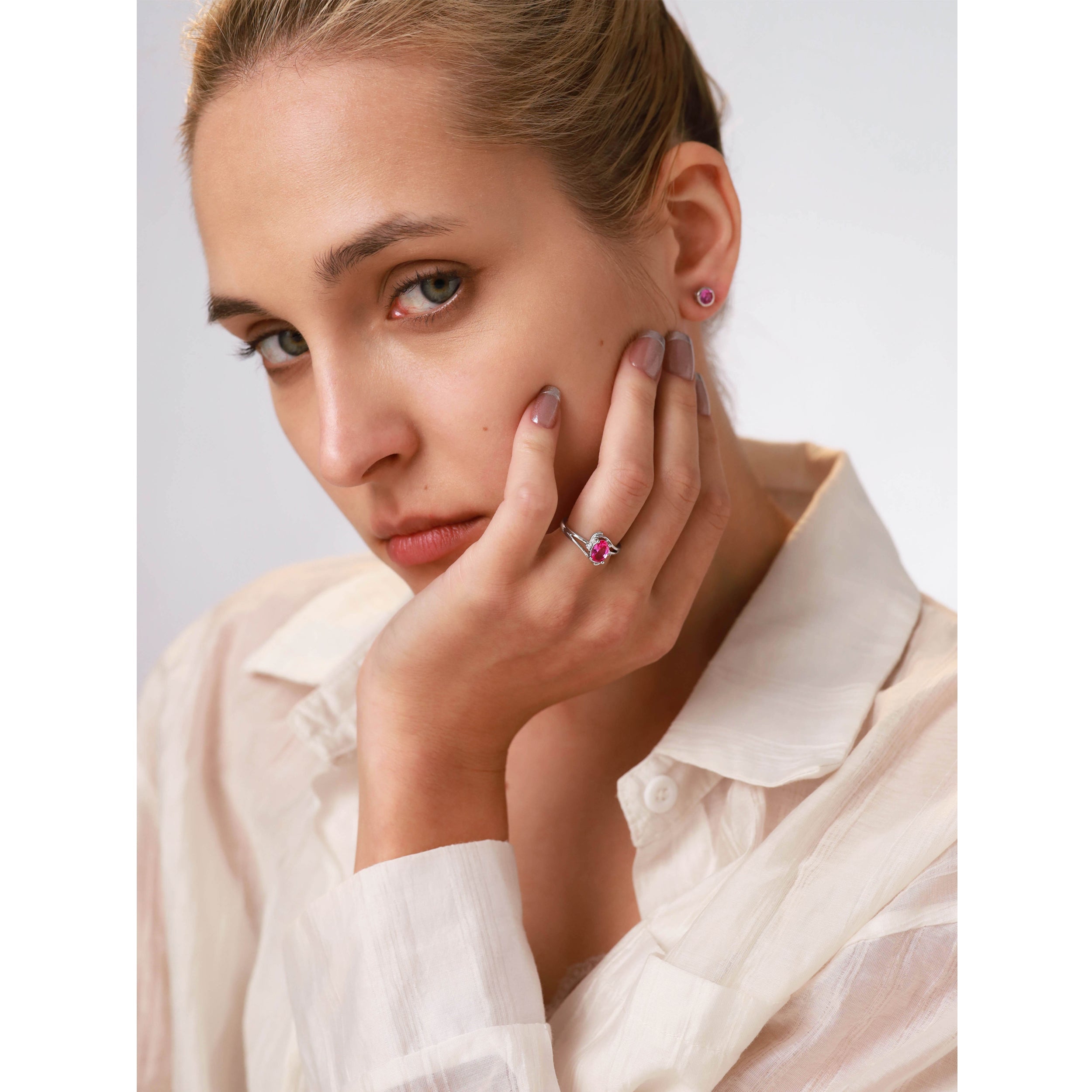 7X5mm Genuine Oval Shape Yellow Citrine and White Topaz 925 Sterling Silver Engagement Ring November Gemstone Birthstone - Silvershake-store