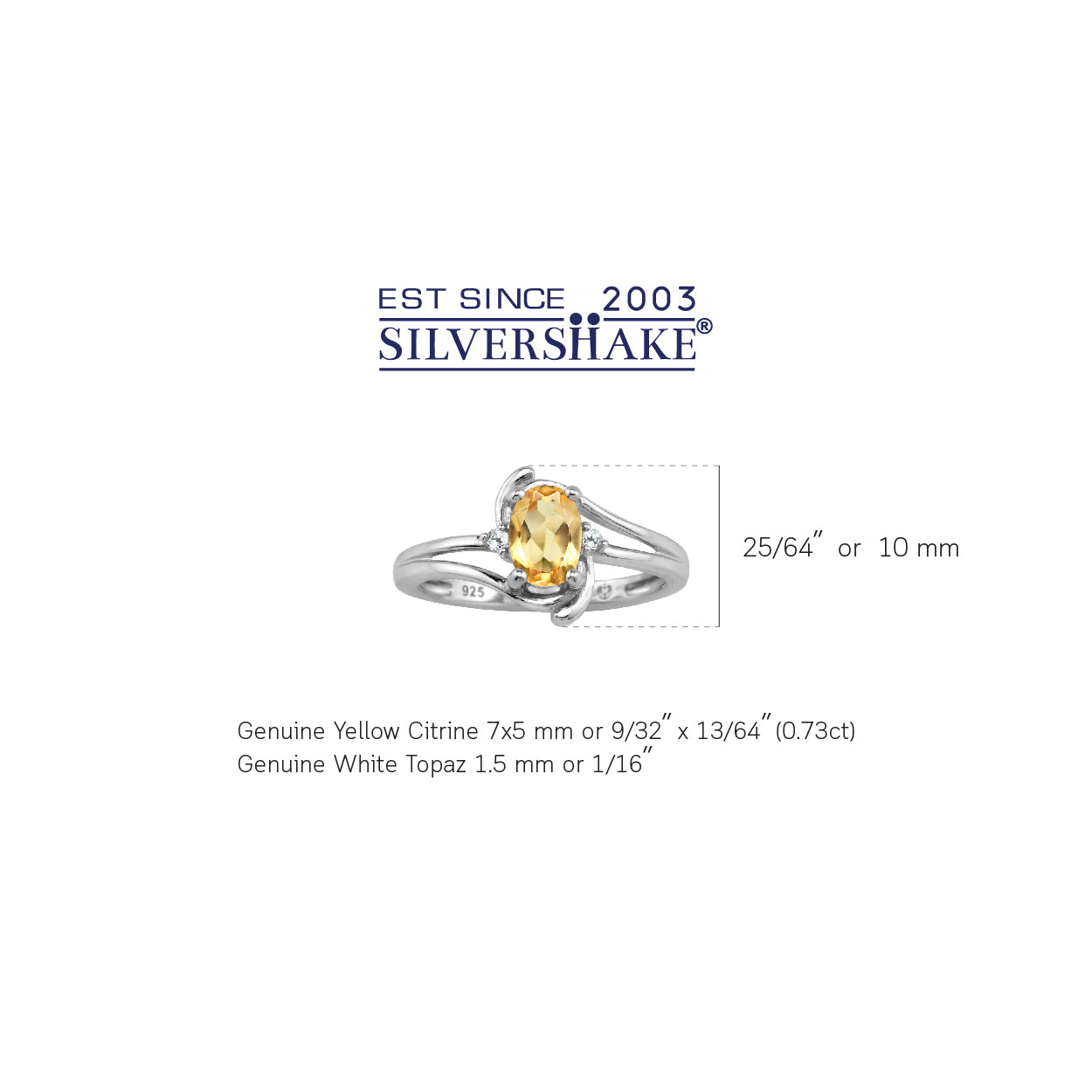 7X5mm Genuine Oval Shape Yellow Citrine and White Topaz 925 Sterling Silver Engagement Ring November Gemstone Birthstone - Silvershake-store