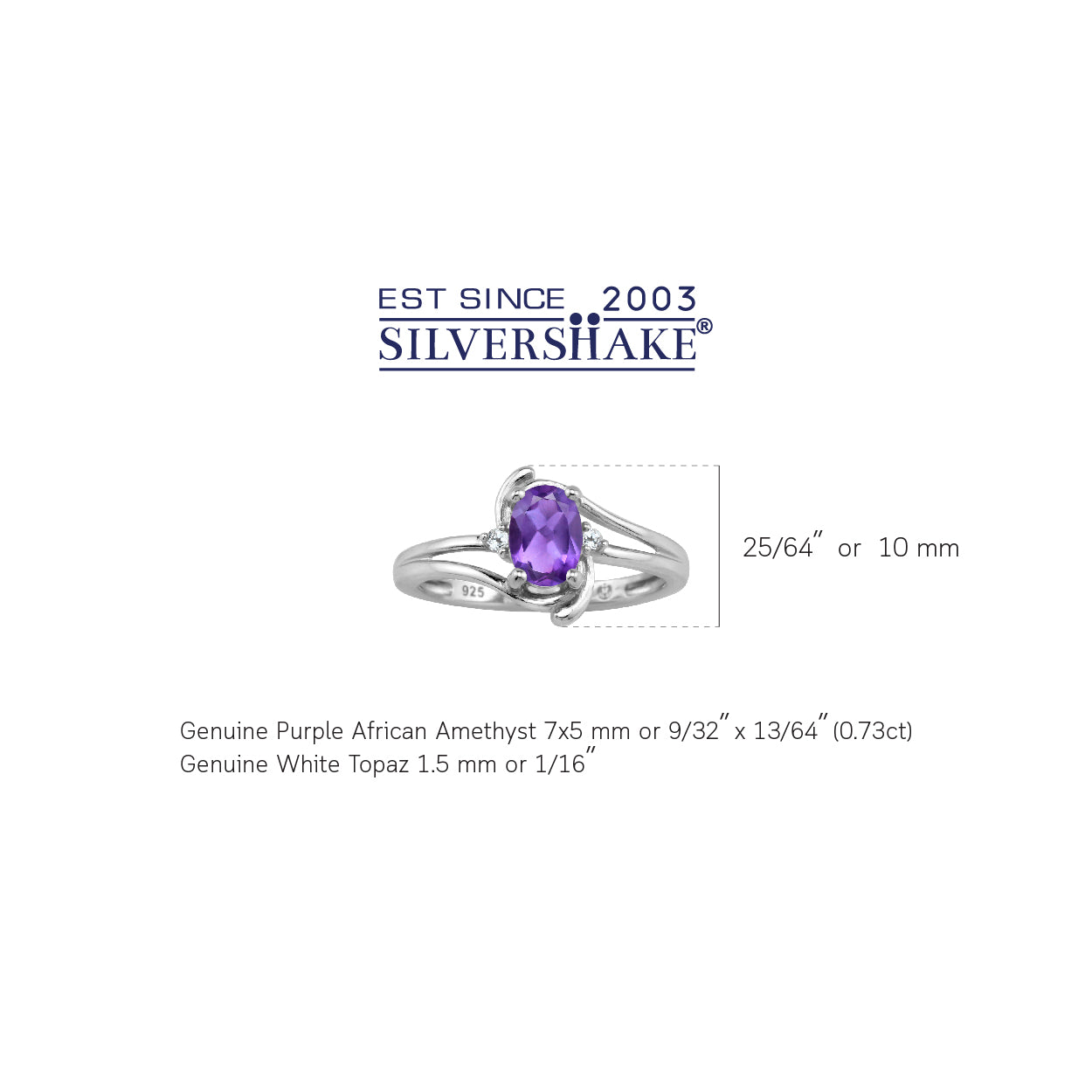 7X5mm Genuine Oval Shape African Purple Amethyst and White Topaz 925 Sterling Silver Engagement Ring February Gemstone Birthstone - Silvershake-store