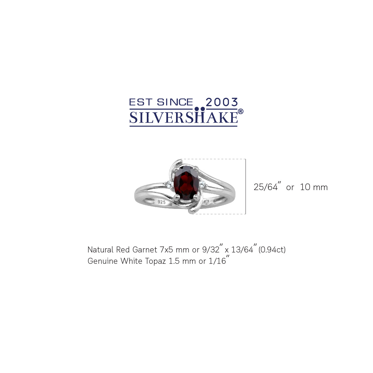 7X5mm Natural Oval Shape Red Garnet and White Topaz 925 Sterling Silver Engagement Ring January Gemstone Birthstone - Silvershake-store