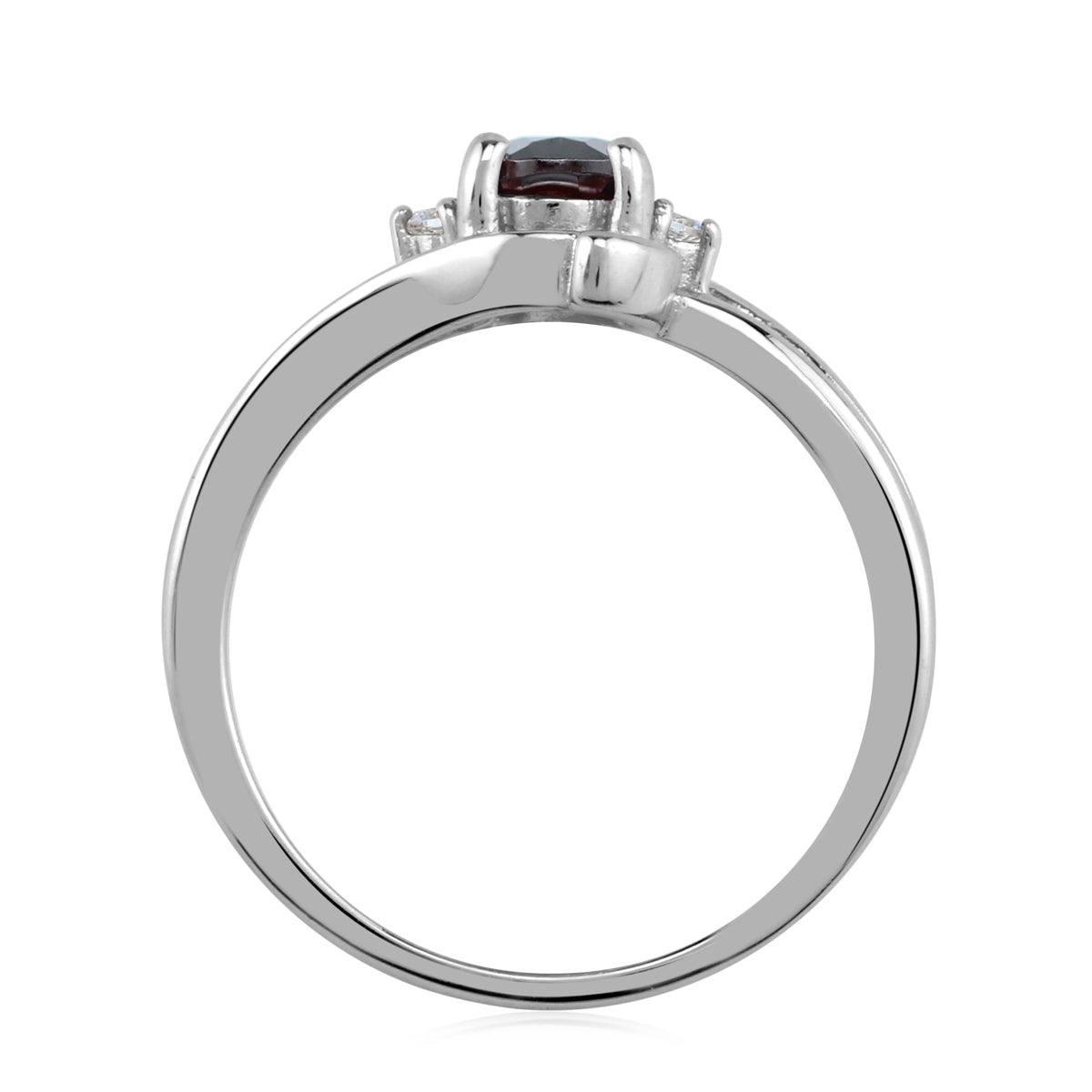 7X5mm Natural Oval Shape Red Garnet and White Topaz 925 Sterling Silver Engagement Ring January Gemstone Birthstone - Silvershake-store