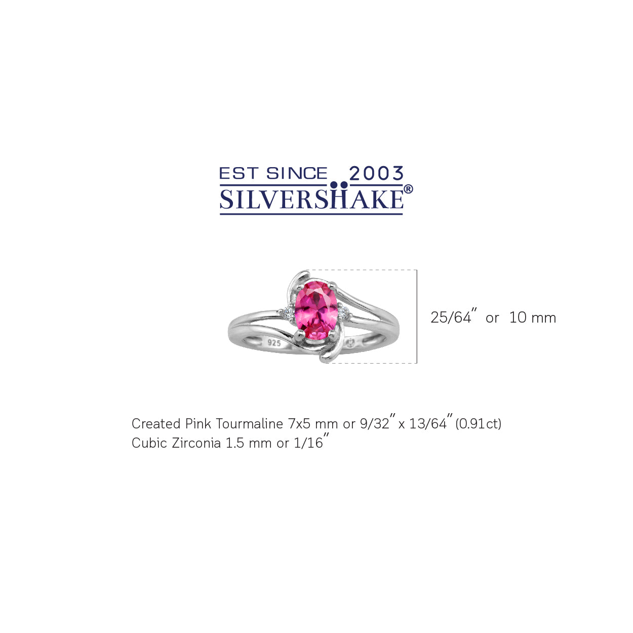 7X5mm Created Oval Shape Pink Tourmaline White Gold Plated 925 Sterling Silver Engagement Ring October Gemstone Birthstone - Silvershake-store