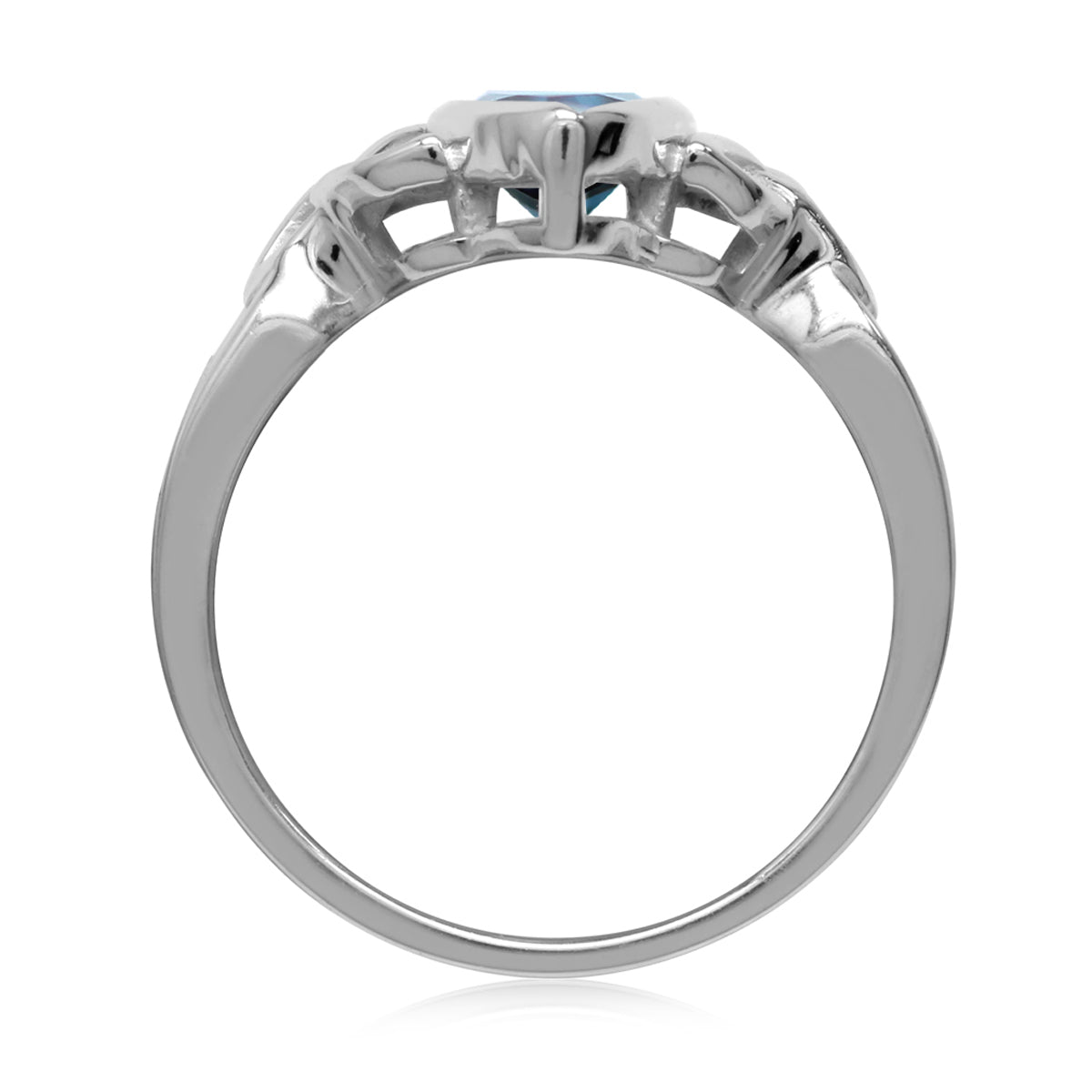 10X5mm Genuine Marquise Shape London Blue Topaz White Gold Plated 925 Sterling Silver Triquetra Celtic Knot Solitaire Ring December Gemstone Birthstone - Silvershake-store