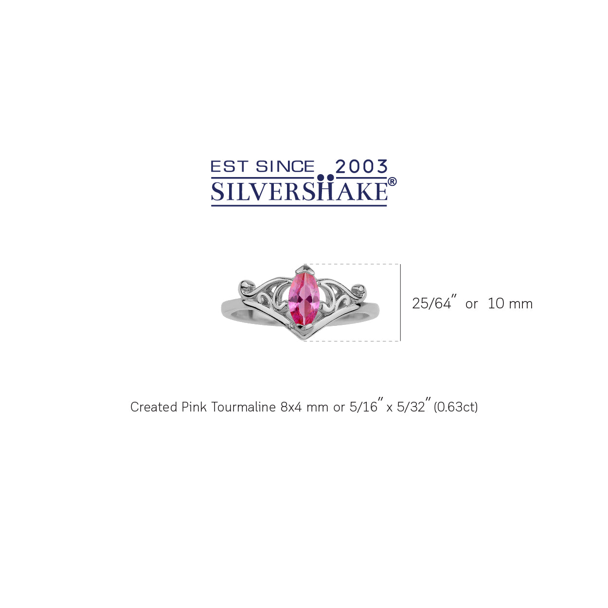 8X4mm Created Marquise Shape Pink Tourmaline White Gold Plated 925 Sterling Silver Scroll / Filigree Victorian Style Ring October Gemstone Birthstone Jewelry for Women - Silvershake-store
