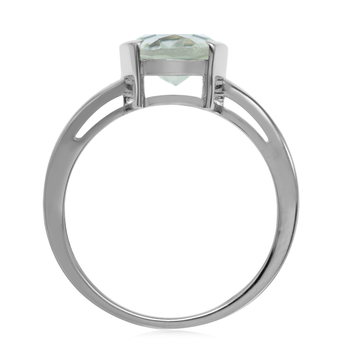 2.38 CTW 10X8mm Genuine Oval Shape Green Amethyst White Gold Plated 925 Sterling Silver Half Bezel Set Solitaire Gemstone Ring - Silvershake-store