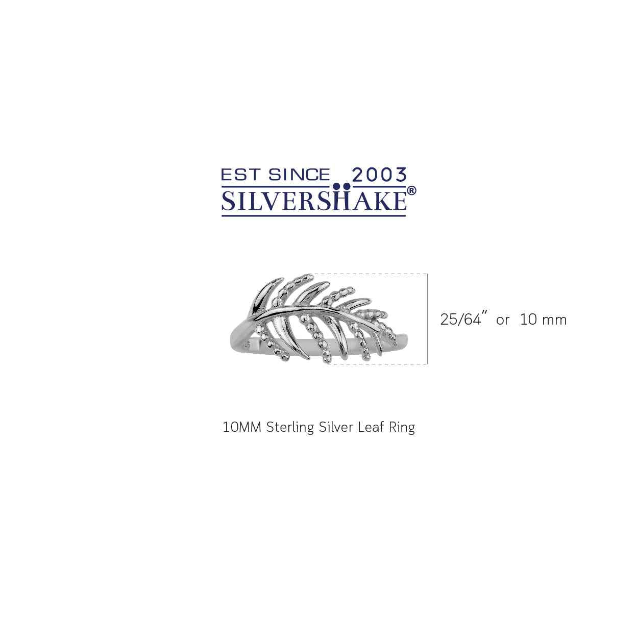 10MM White Gold Plated 925 Sterling Silver Leaf Casual Ring