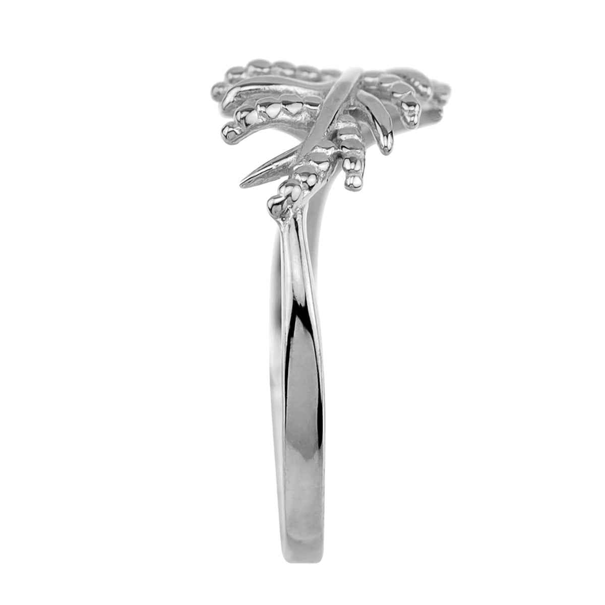 10MM White Gold Plated 925 Sterling Silver Leaf Casual Ring