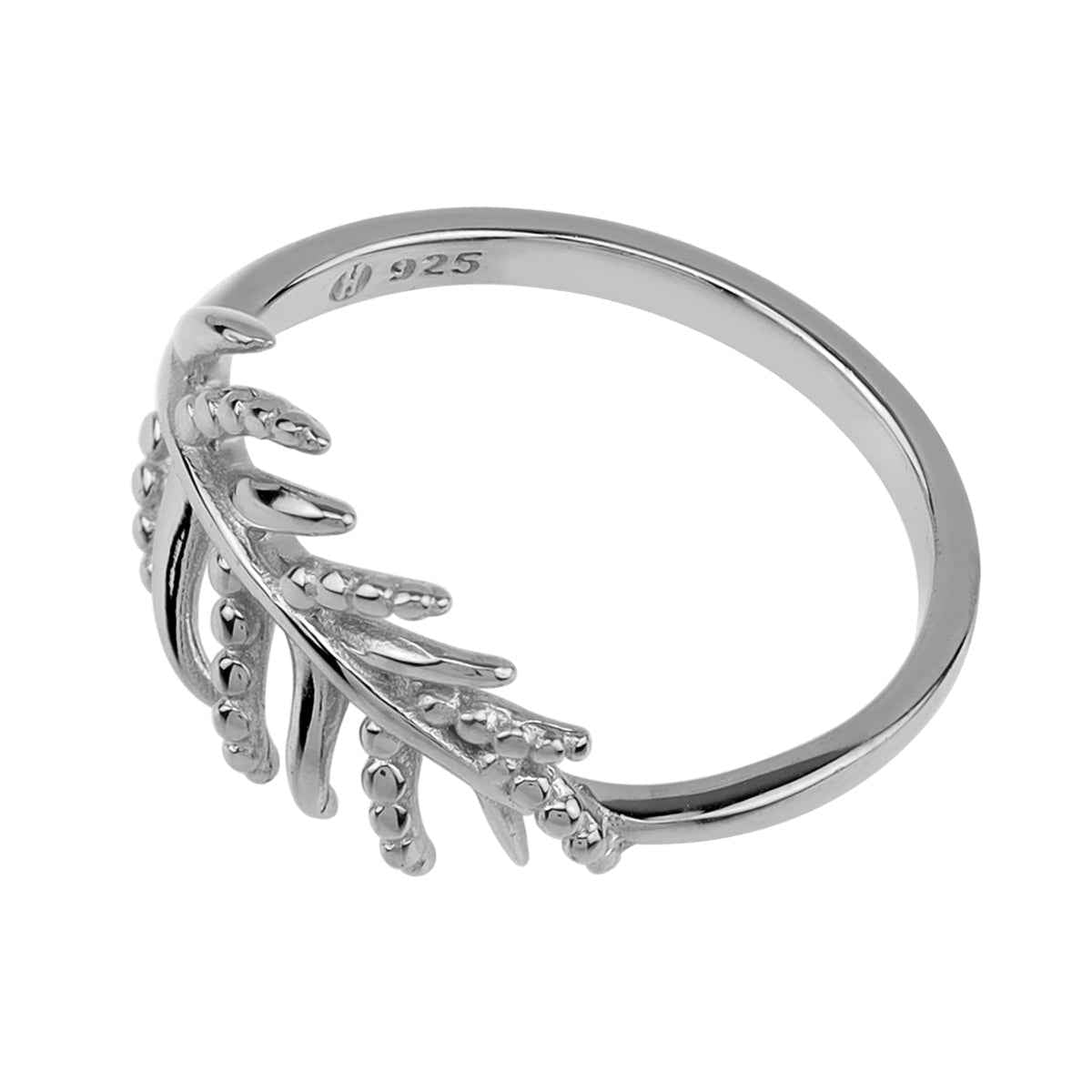 10MM White Gold Plated 925 Sterling Silver Leaf Casual Ring