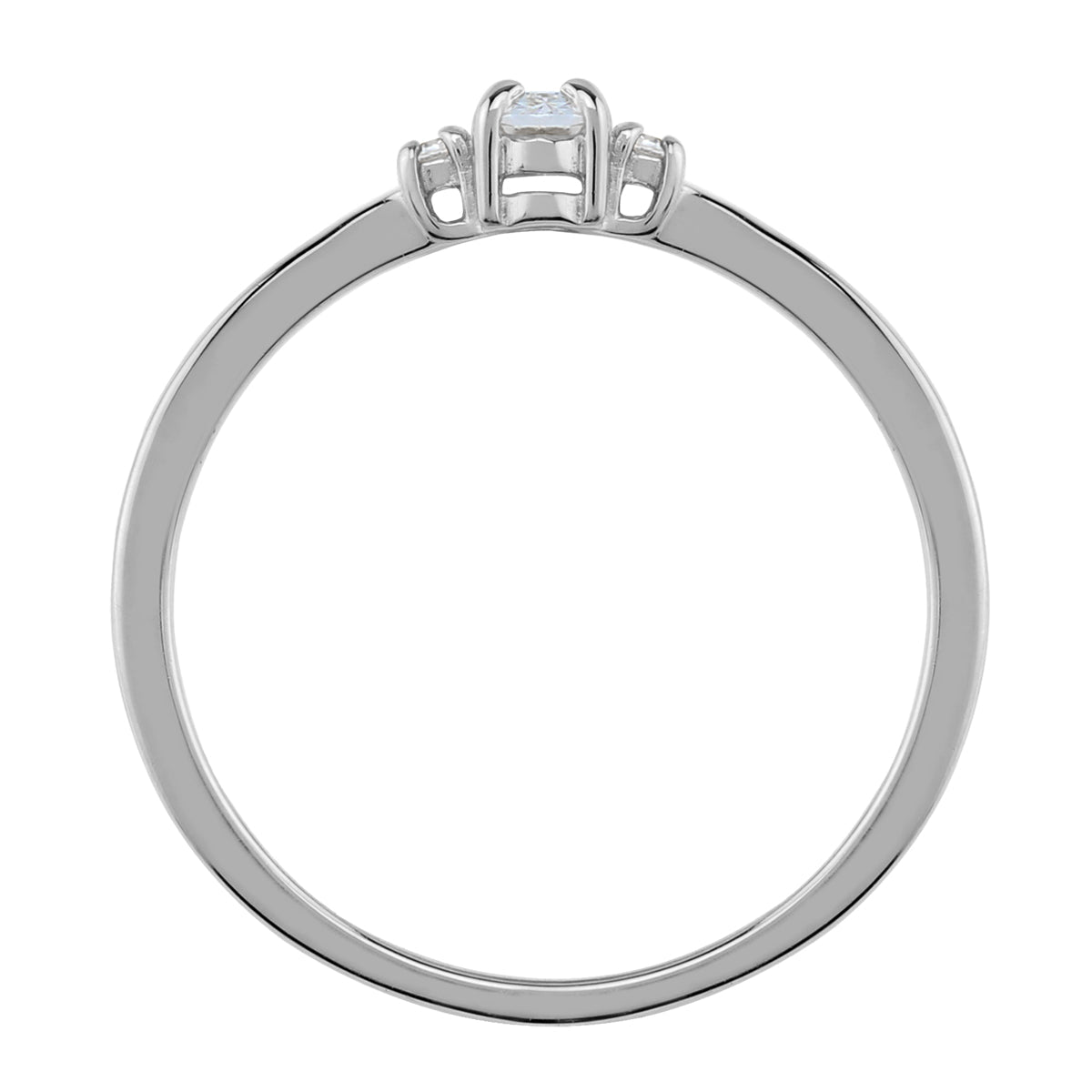 Ultra Petite Cubic Zirconia White Gold Plated 925 Sterling Silver Minimalist Stackable Promise Ring April Gemstone Birthstone Jewelry for Women - Silvershake-store