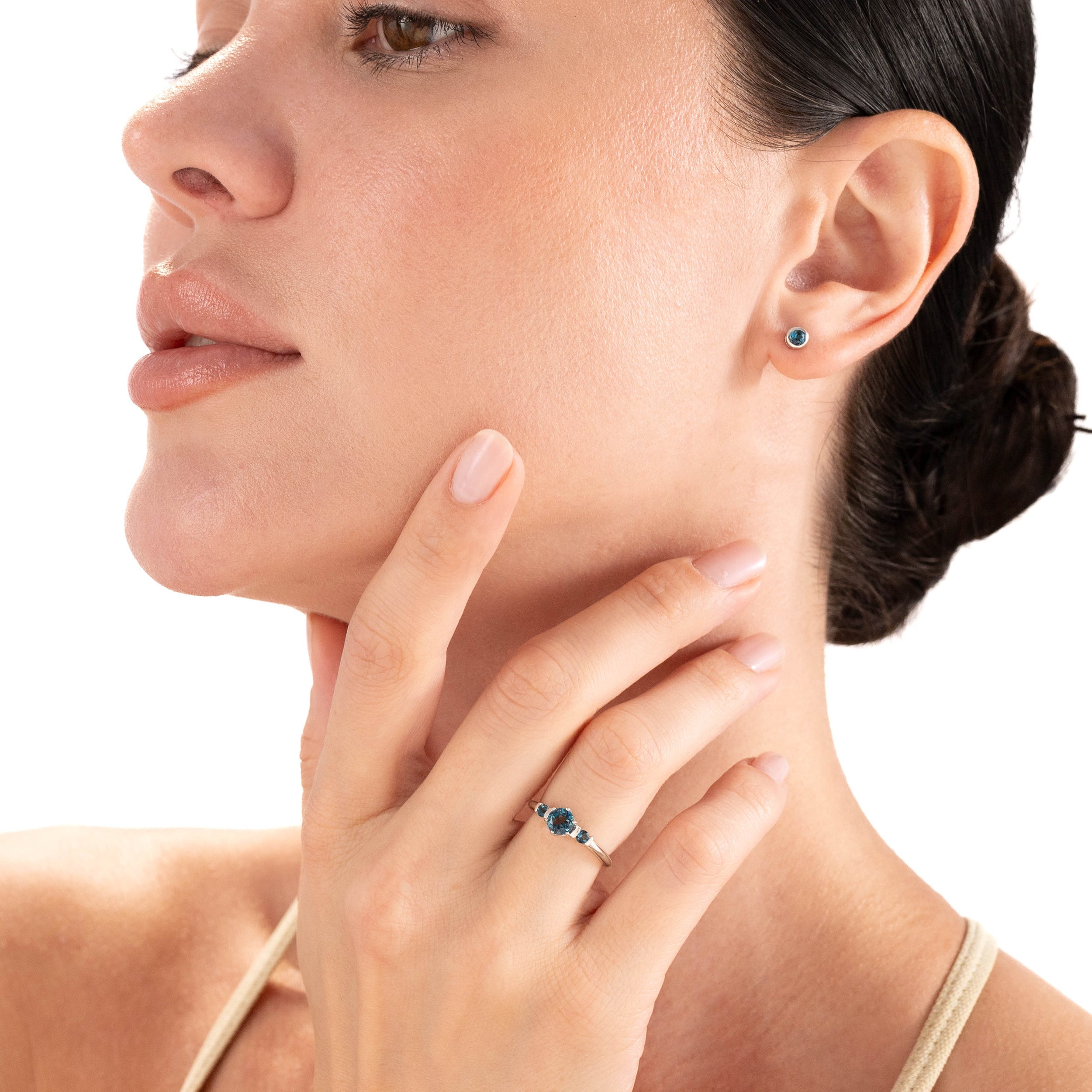 5MM Petite Round Shape Cubic Zirconia White Gold Plated 925 Sterling Silver Promise Ring April Gemstone Birthstone Jewelry for Women - Silvershake-store