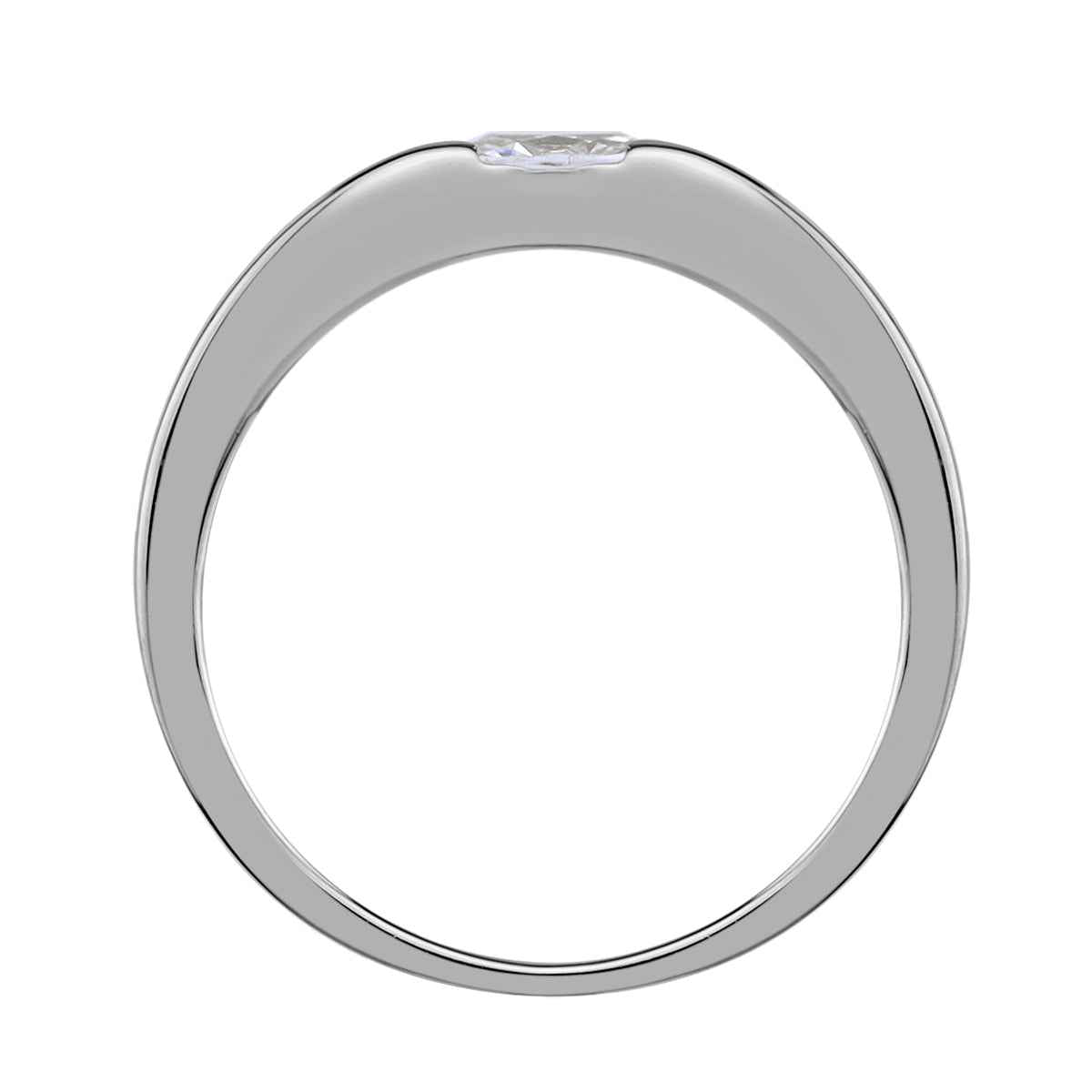 5X3mm Petite Oval Shape Cubic Zirconia White Gold Plated 925 Sterling Silver Solitaire Promise Ring