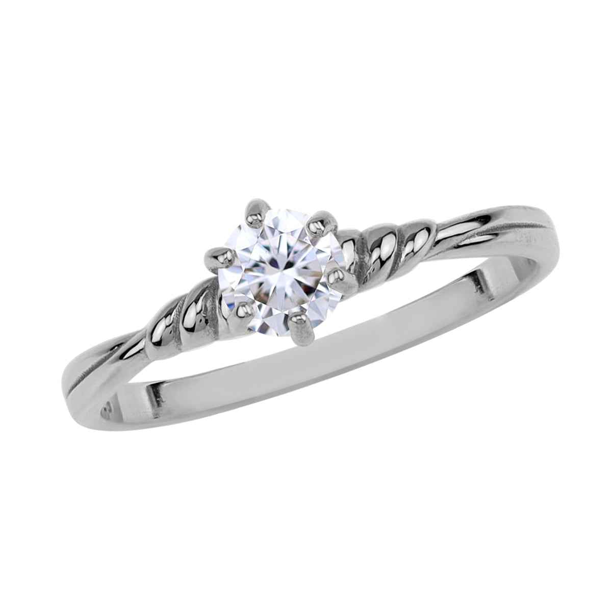 5MM Petite Round Shape Cubic Zirconia White Gold Plated 925 Sterling Silver Minimalist Stackable Promise Ring