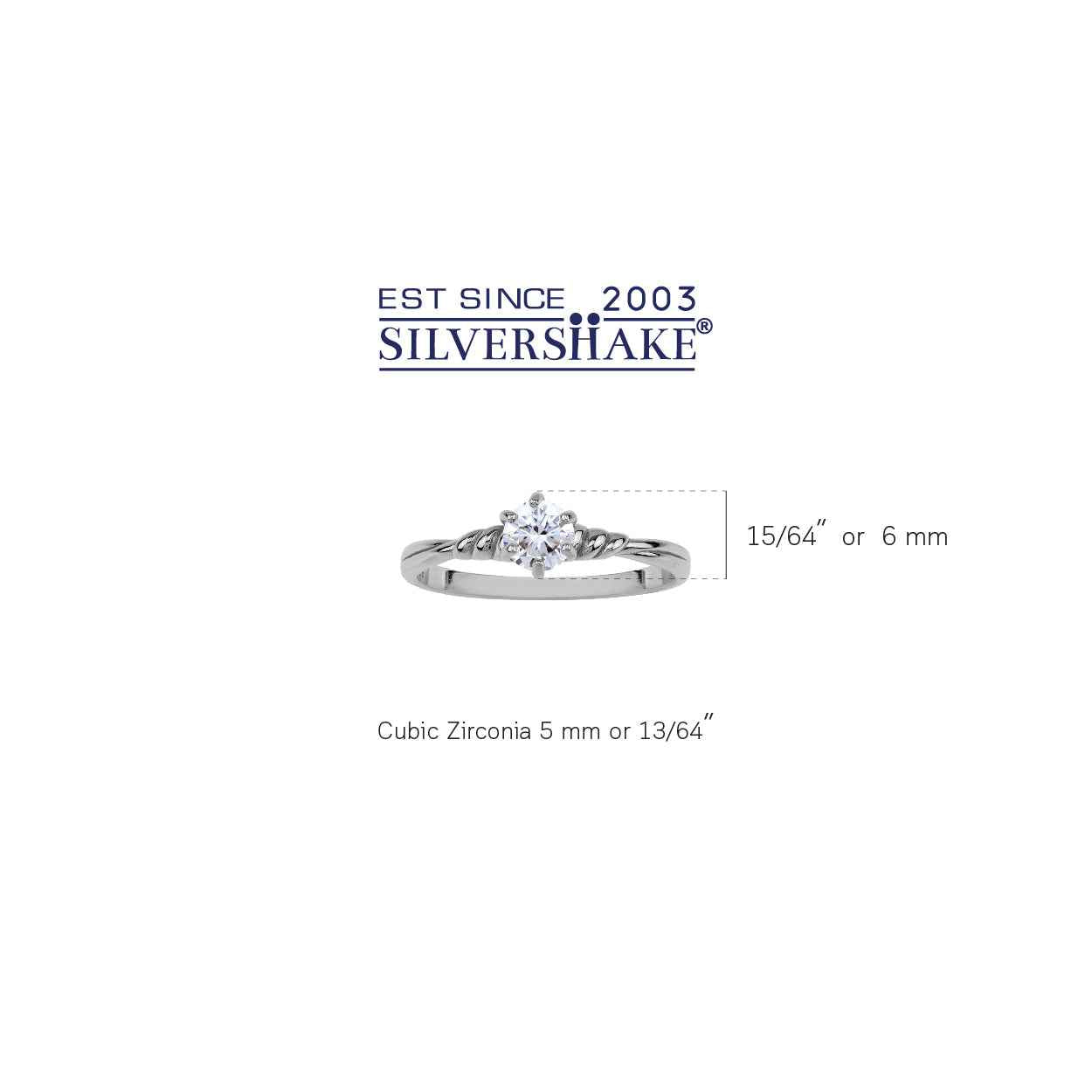 5MM Petite Round Shape Cubic Zirconia White Gold Plated 925 Sterling Silver Minimalist Stackable Promise Ring