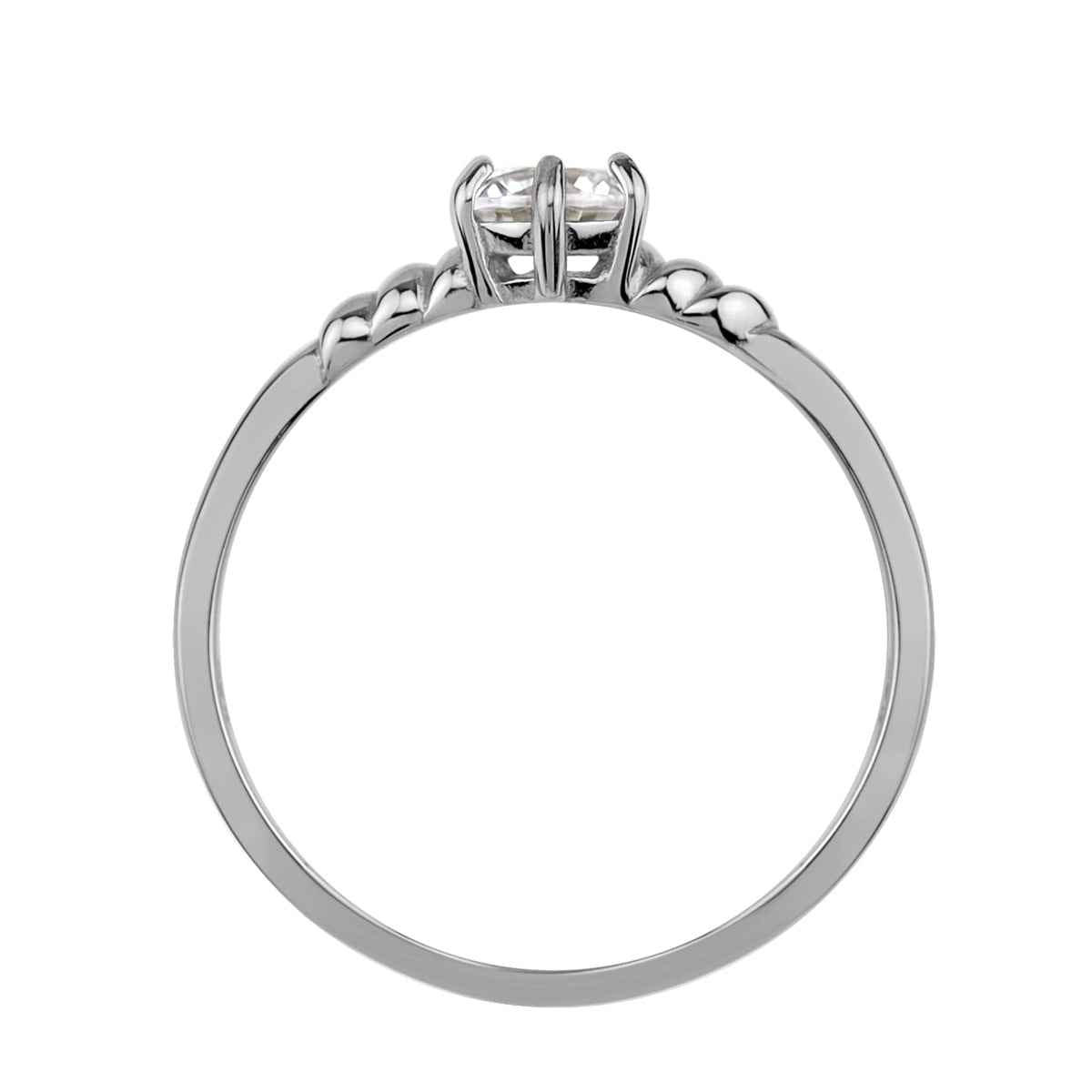 5MM Petite Round Shape Cubic Zirconia White Gold Plated 925 Sterling Silver Minimalist Stackable Promise Ring