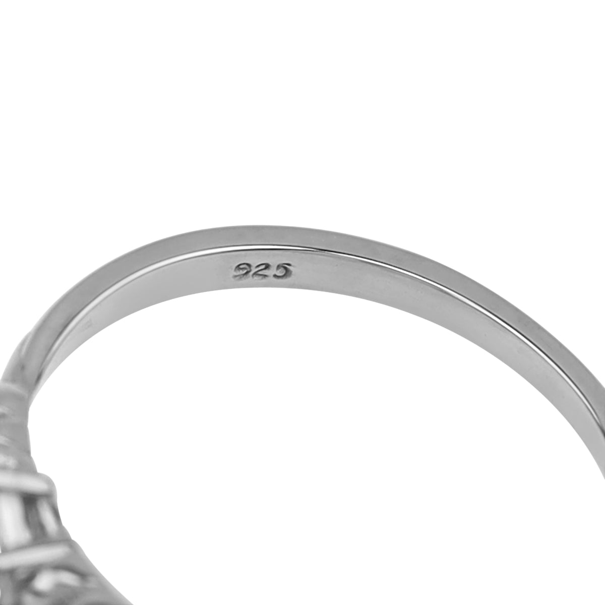 5MM Petite Round Shape Cubic Zirconia White Gold Plated 925 Sterling Silver Minimalist Stackable Promise Ring