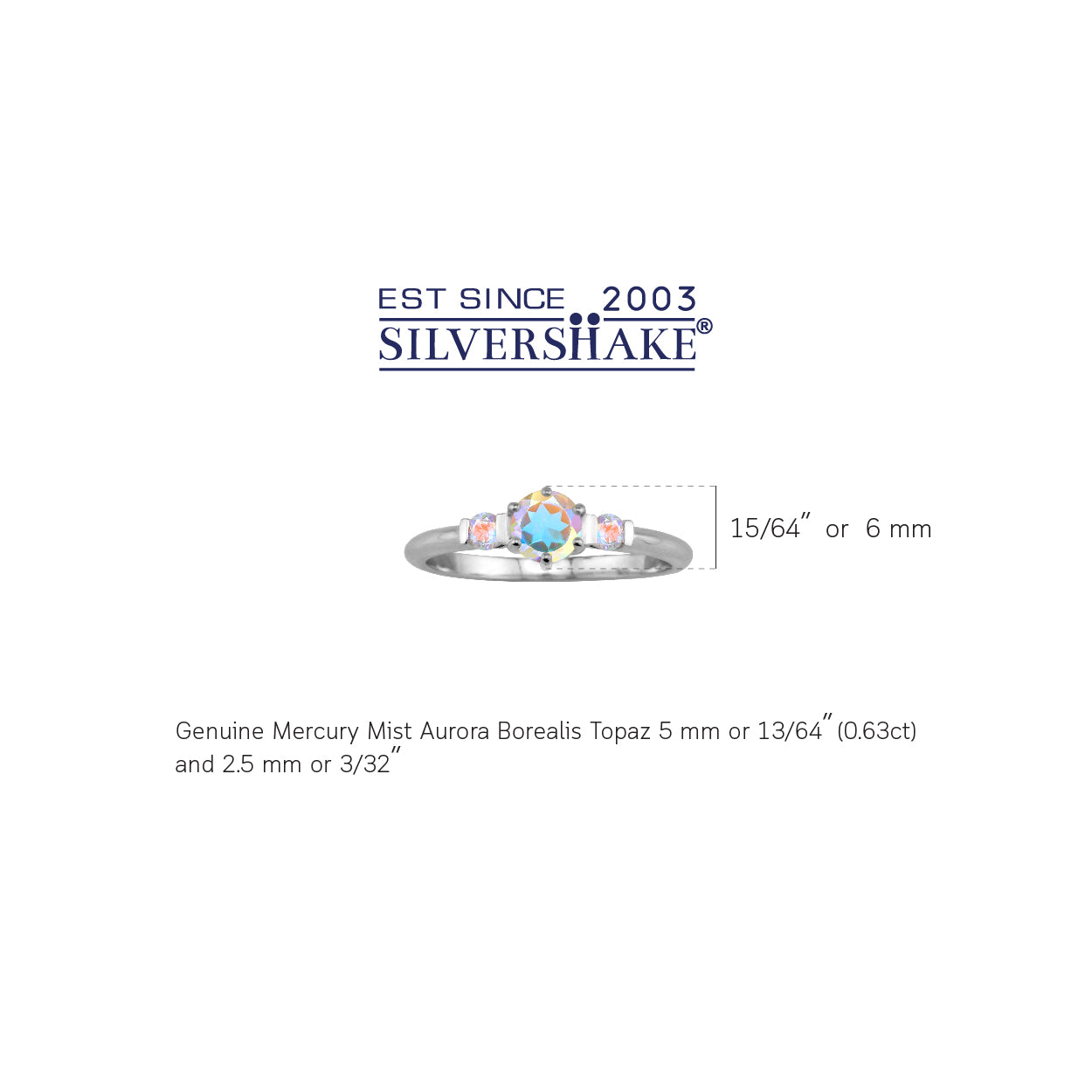 5MM Petite Genuine Round Shape Mercury Mist Aurora Borealis (AB) Topaz White Gold Plated 925 Sterling Silver Promise Gemstone Ring Jewelry for Women - Silvershake-store