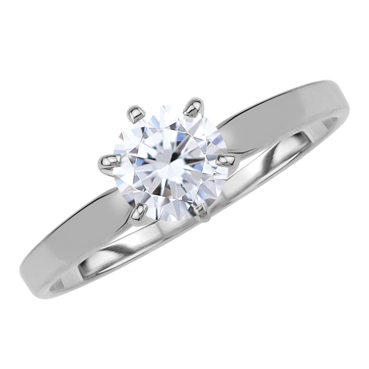 6MM Round Shape Cubic Zirconia White Gold Plated 925 Sterling Silver Wedding Engagement Solitaire Ring April Gemstone Birthstone Jewelry for Women - Silvershake-store