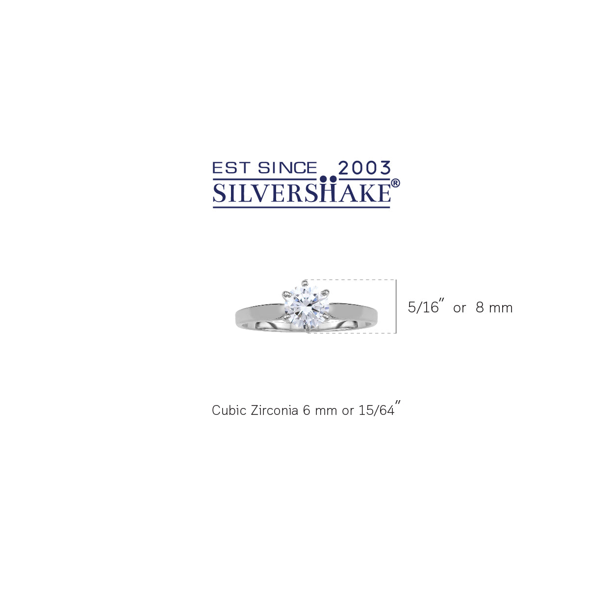 6MM Round Shape Cubic Zirconia White Gold Plated 925 Sterling Silver Wedding Engagement Solitaire Ring April Gemstone Birthstone Jewelry for Women - Silvershake-store