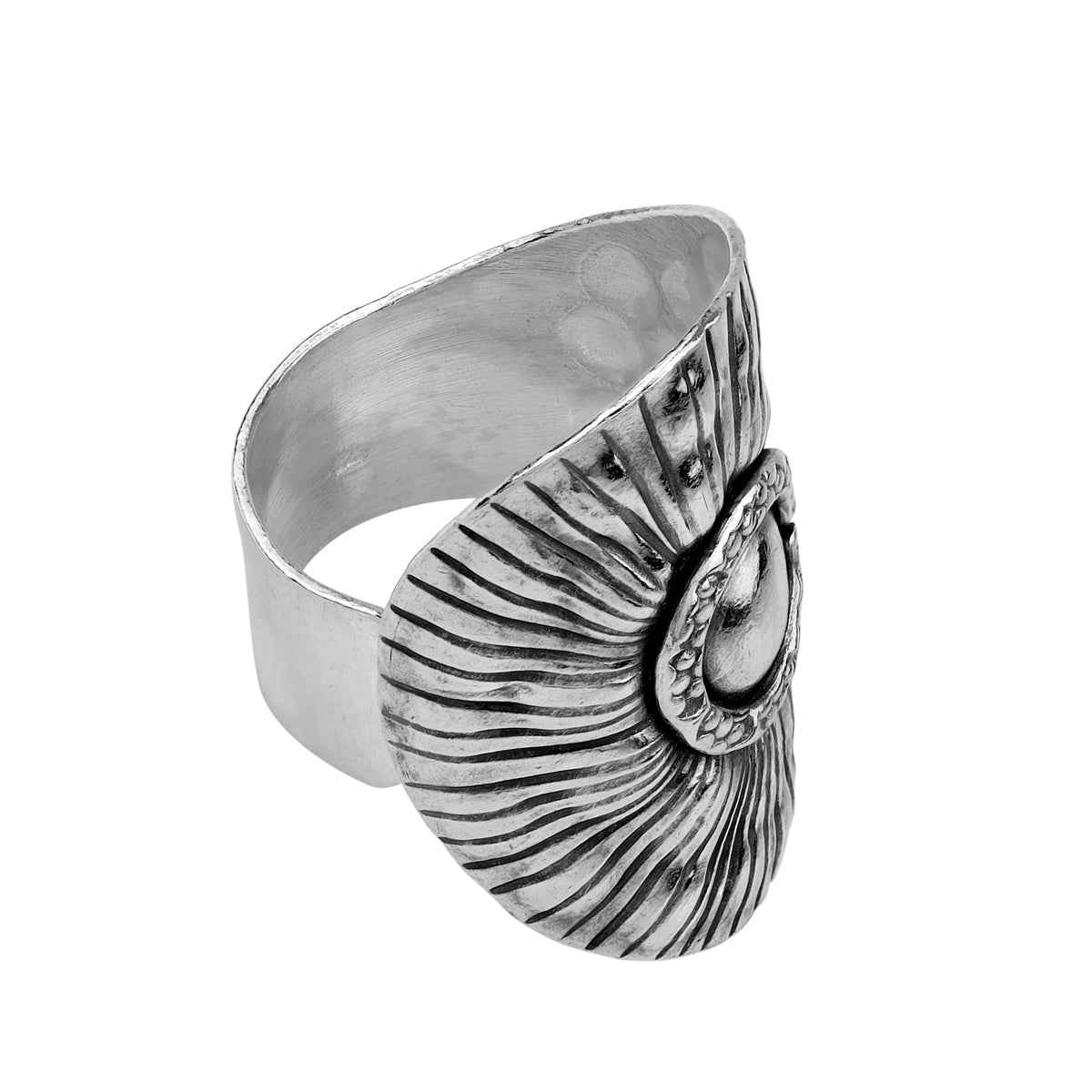 Handmade 925 Sterling Silver Sun / Evil Eye Vintage Inspired Tribal Wrap Adjustable Ring