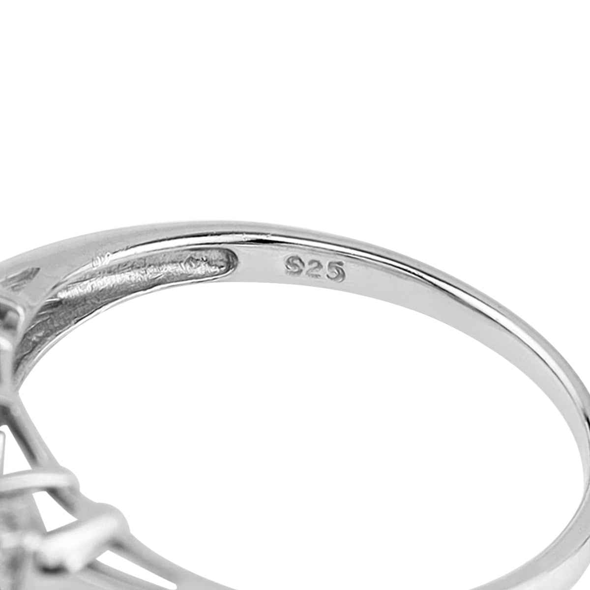 10X8mm Created Oval Shape Nano Green Emerald White Gold Plated 925 Sterling Silver Elegant Cluster Cocktail Ring