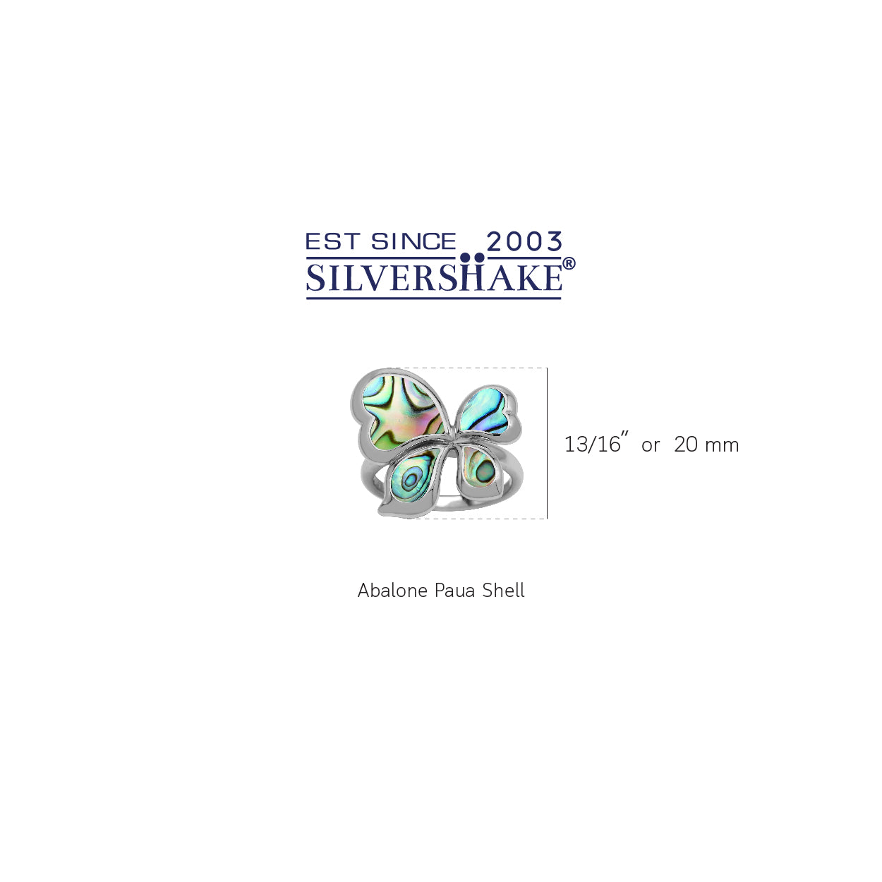 Abalone Paua Shell Inlay White Gold Plated 925 Sterling Silver Asymmetrical Butterfly Ring Jewelry for Women - Silvershake-store
