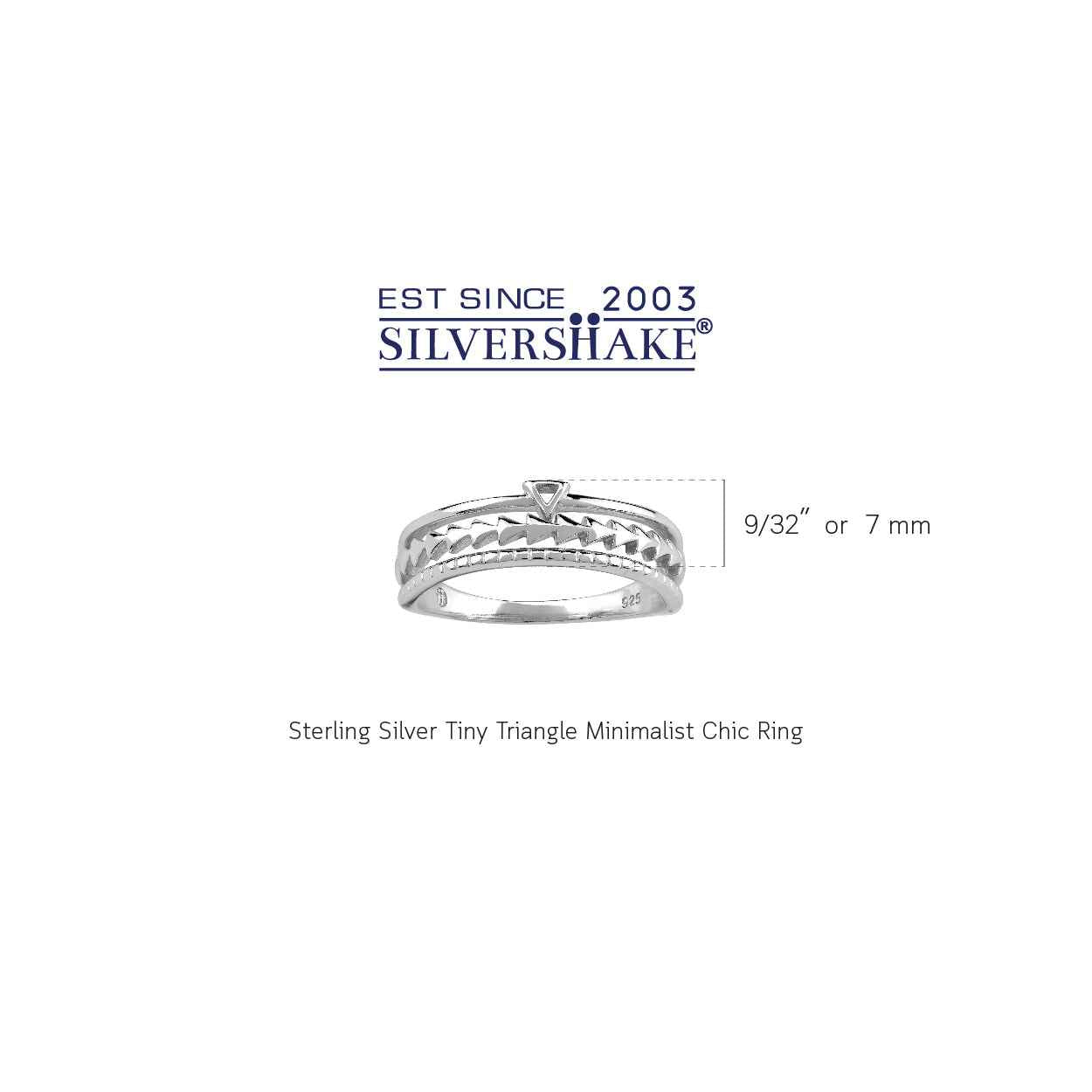 3-Line White Gold Plated 925 Sterling Silver Minimalist Tiny Triangle Shape Trendy Chic Casual Ring