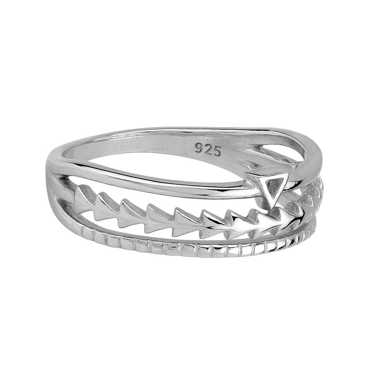 3-Line White Gold Plated 925 Sterling Silver Minimalist Tiny Triangle Shape Trendy Chic Casual Ring