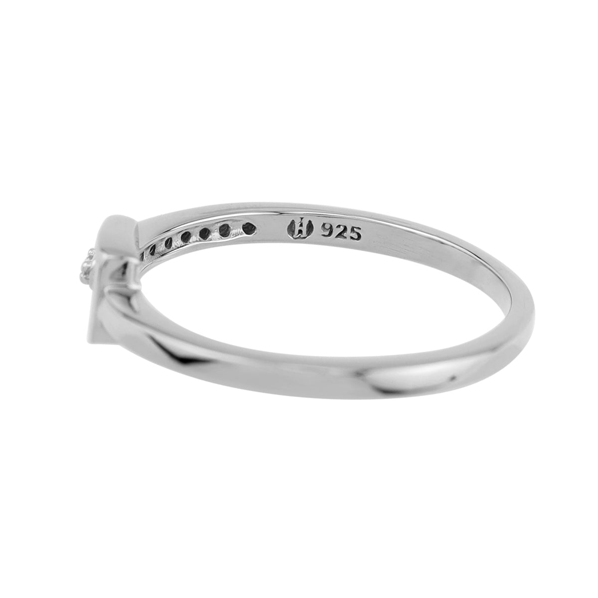 Cubic Zirconia White Gold Plated 925 Sterling Silver Minimalist Belt Buckle Square Geometric Stackable Ring