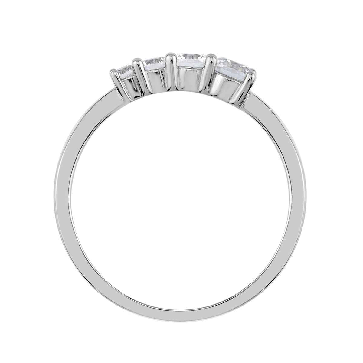 Cubic Zirconia White Gold Plated 925 Sterling Silver Minimalist Journey Promise Stackable Ring