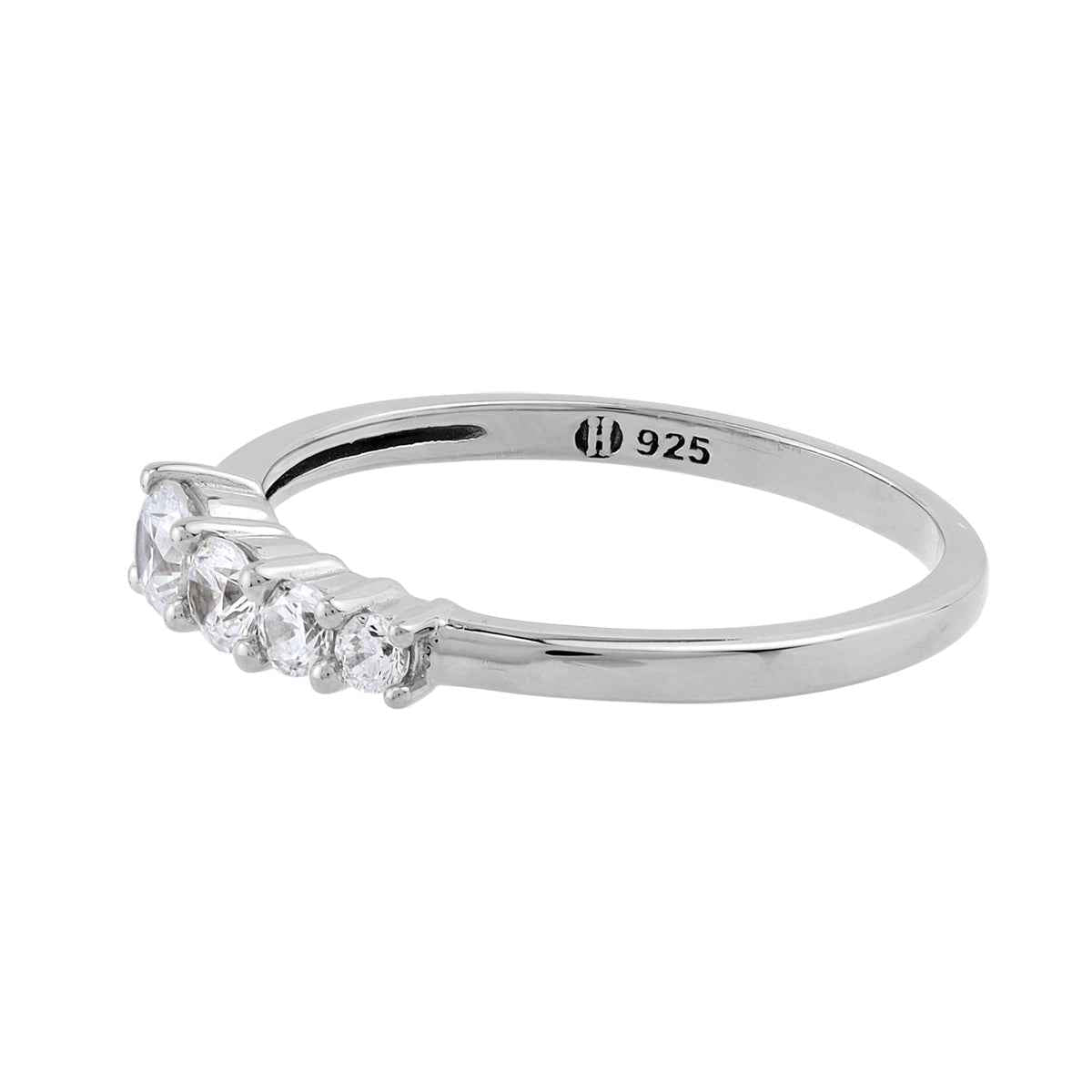 Cubic Zirconia White Gold Plated 925 Sterling Silver Minimalist Journey Promise Stackable Ring