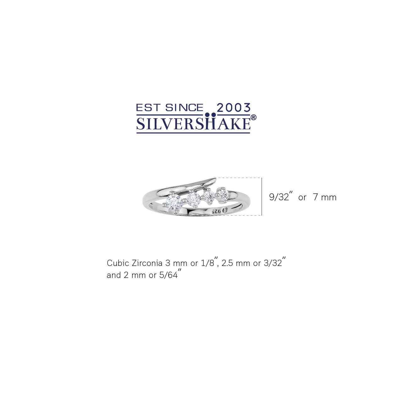 Cubic Zirconia White Gold Plated 925 Sterling Silver Minimalist Chic Journey Promise Stackable Ring