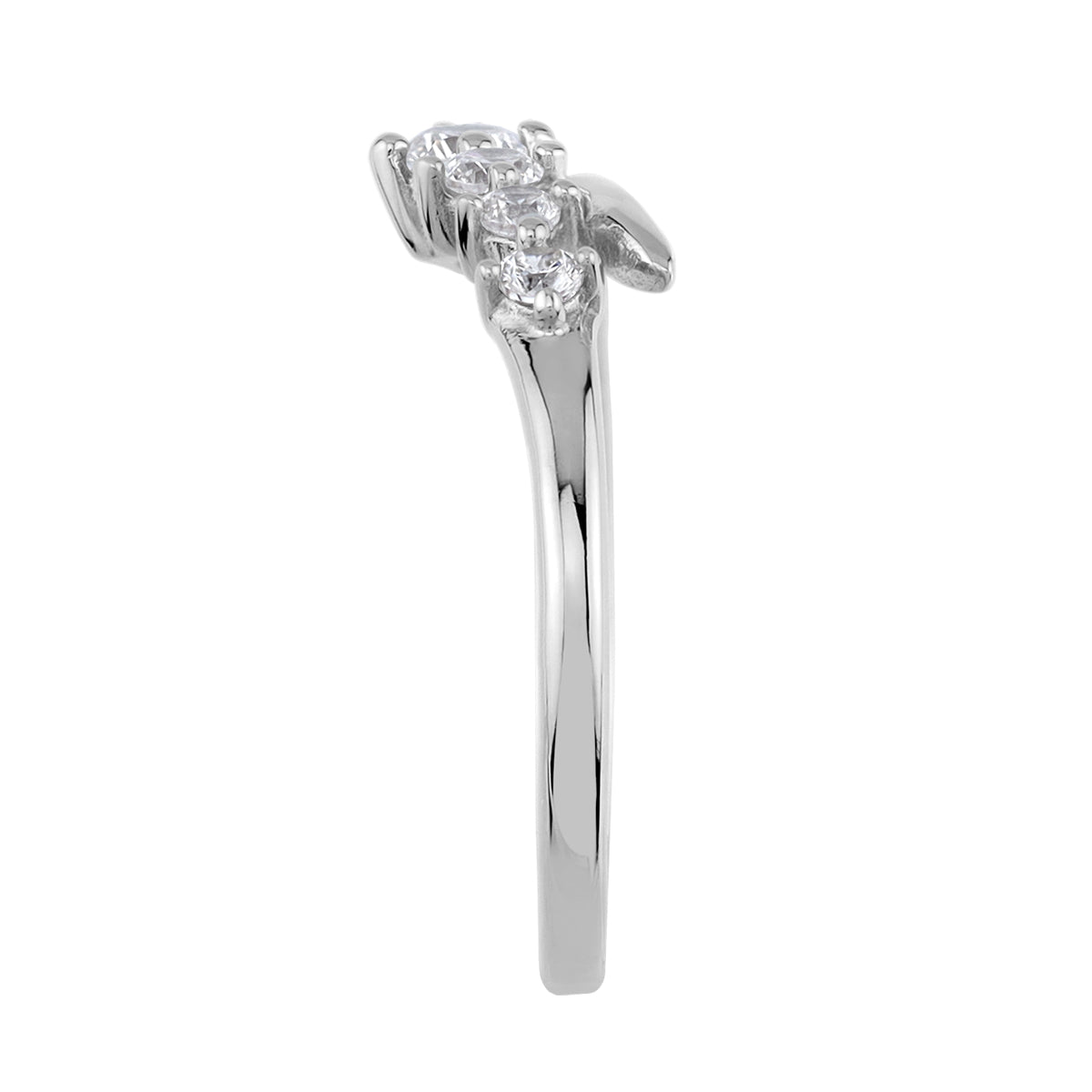 Cubic Zirconia White Gold Plated 925 Sterling Silver Minimalist Chic Journey Promise Stackable Ring