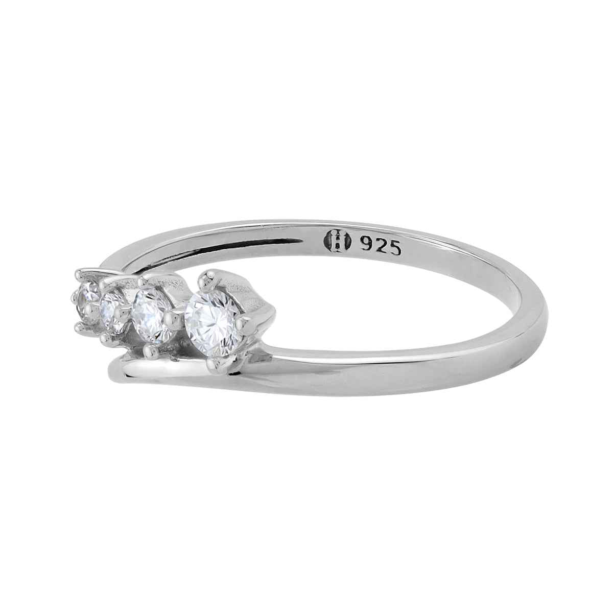 Cubic Zirconia White Gold Plated 925 Sterling Silver Minimalist Chic Journey Promise Stackable Ring