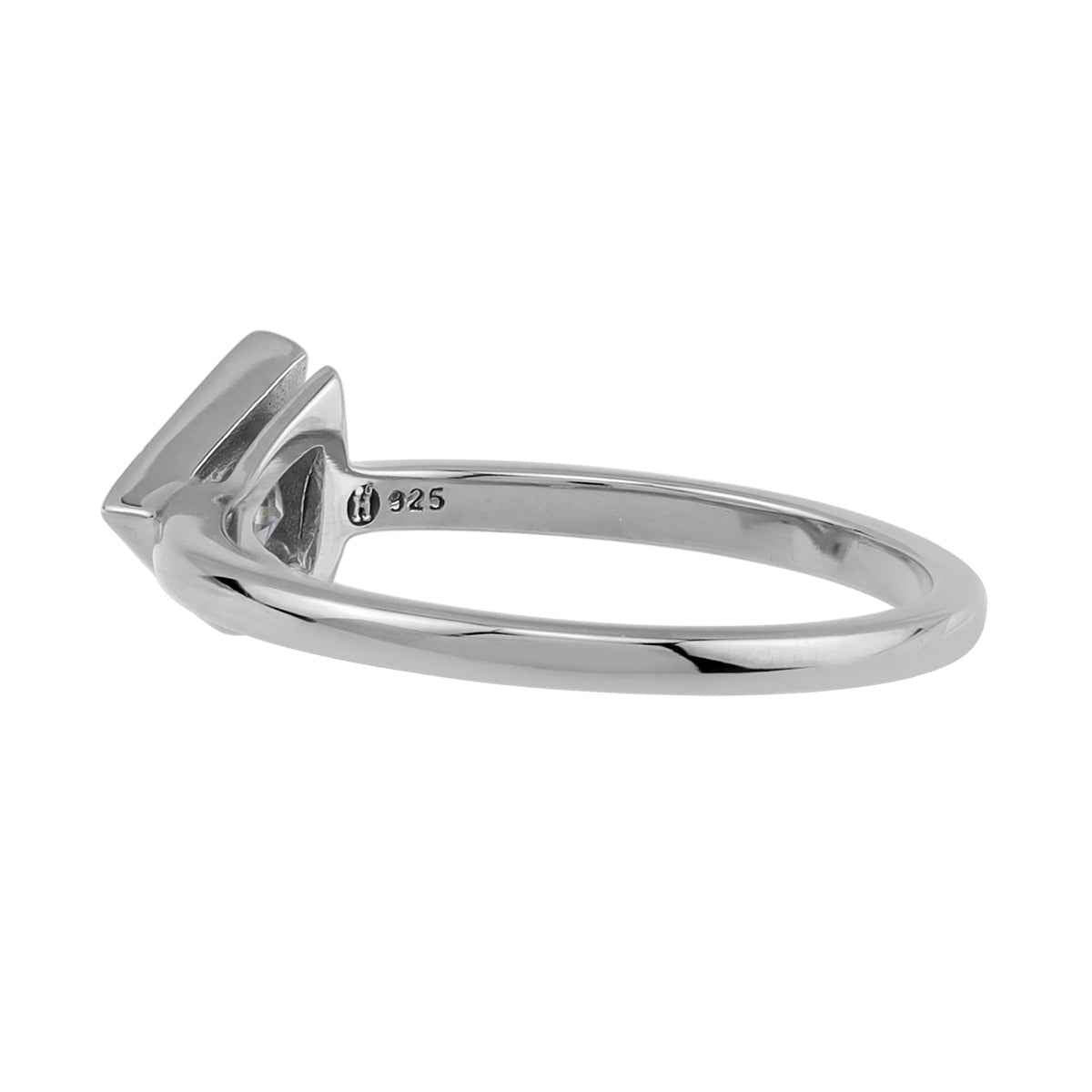 5MM Triangle Shape Cubic Zirconia White Gold Plated 925 Sterling Silver Trendy Geometric Solitaire Ring