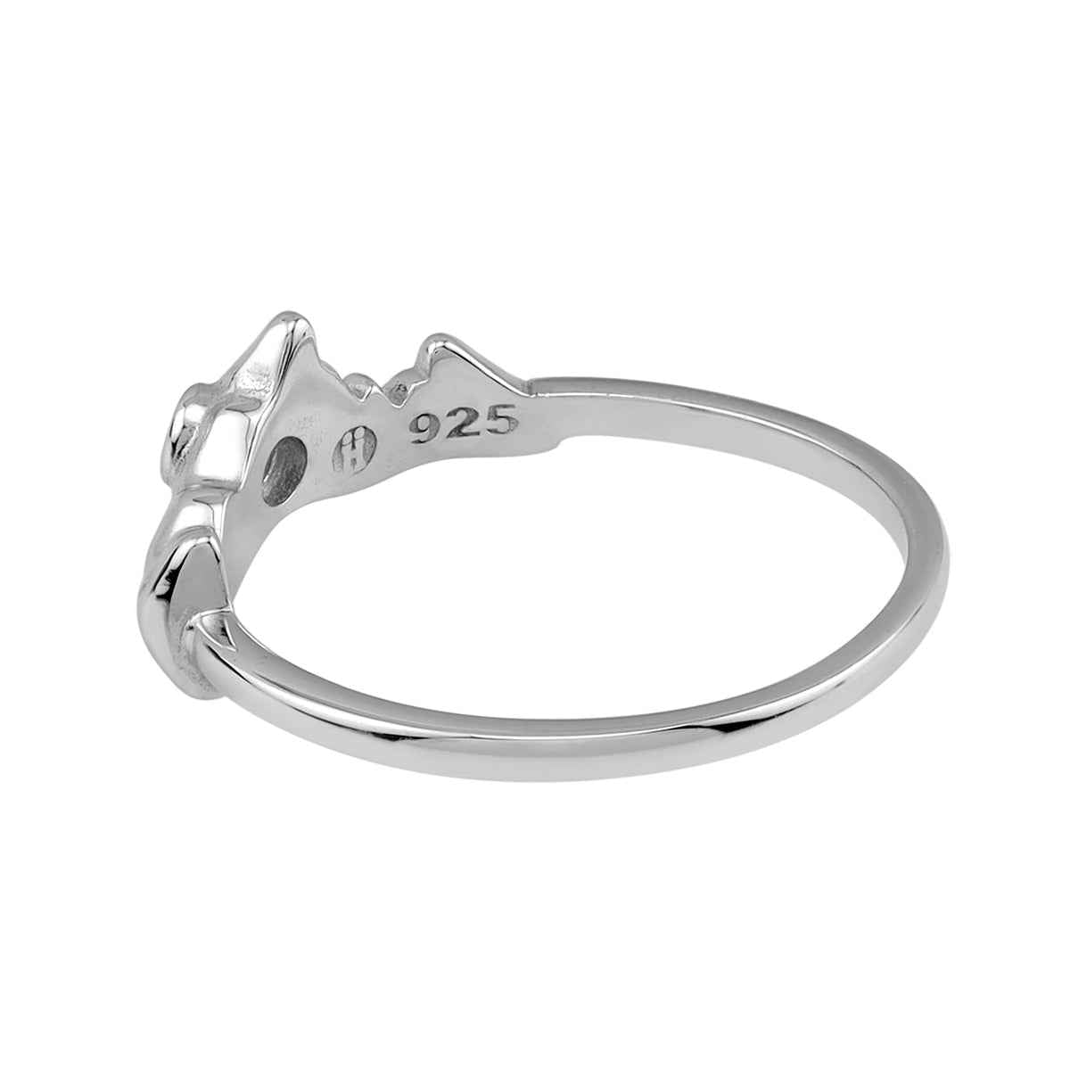 Cubic Zirconia White Gold Plated 925 Sterling Silver Minimalist Mountain / Nature / Camper / Climber Casual Ring