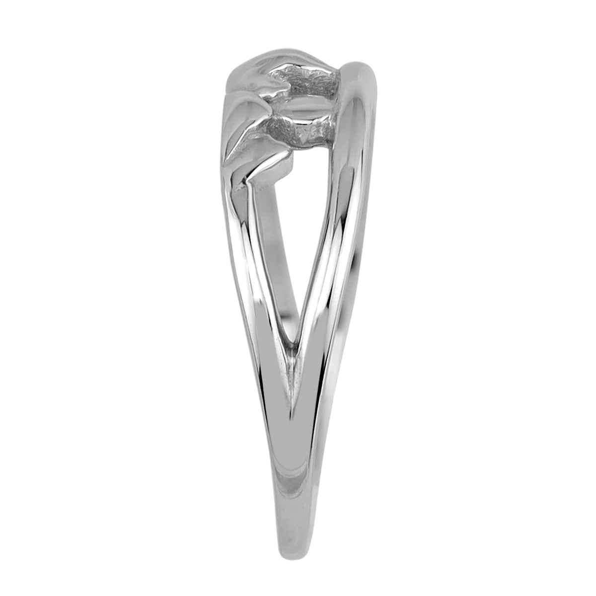 White Gold Plated 925 Sterling Silver Minimalist Mountain / Nature / Camper / Climber Casual Ring
