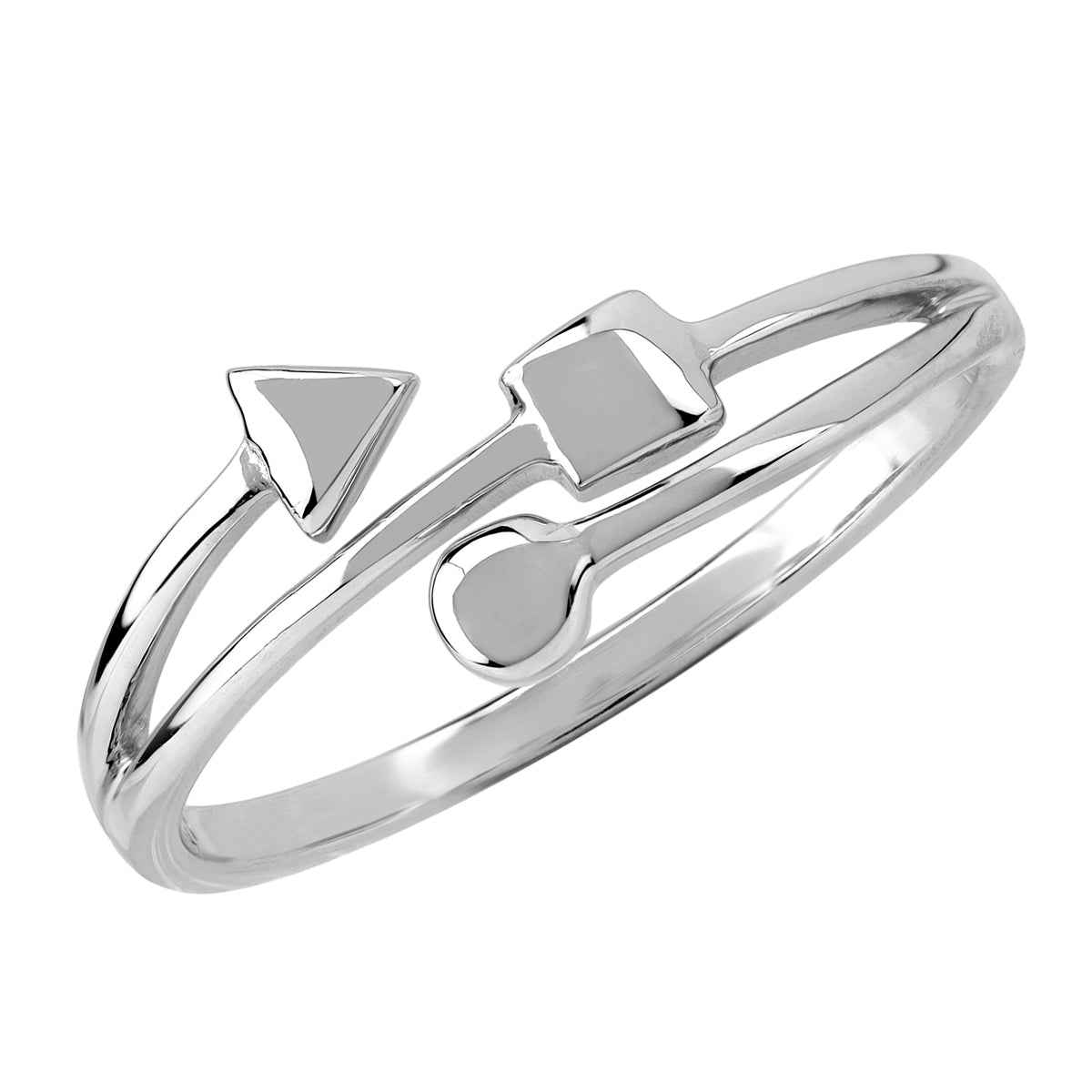 White Gold Plated 925 Sterling Silver Minimalist Geometric Design Trendy Chic Ring