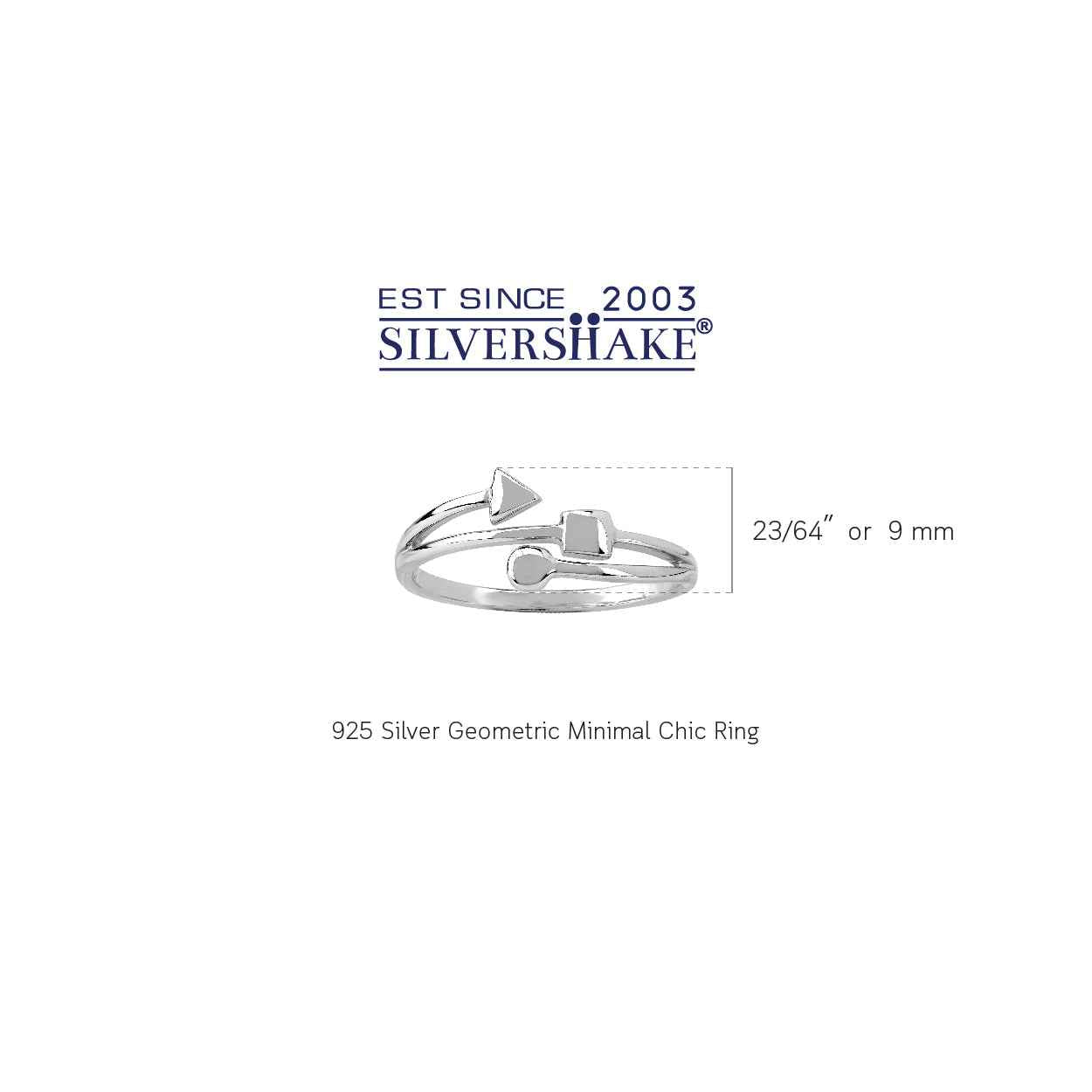 White Gold Plated 925 Sterling Silver Minimalist Geometric Design Trendy Chic Ring