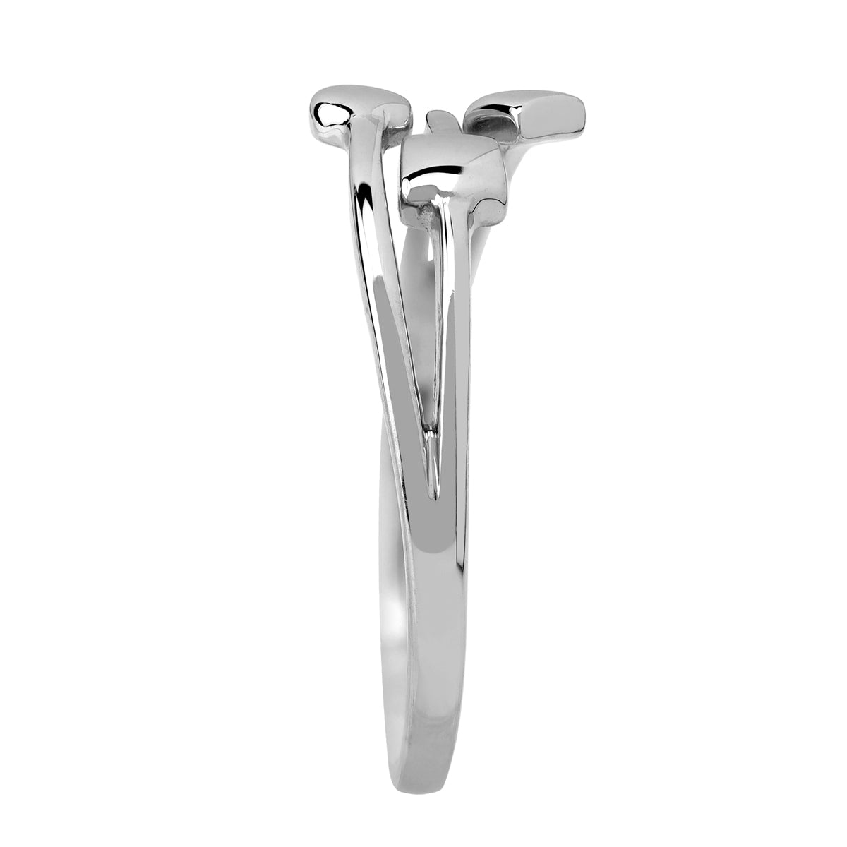 White Gold Plated 925 Sterling Silver Minimalist Geometric Design Trendy Chic Ring