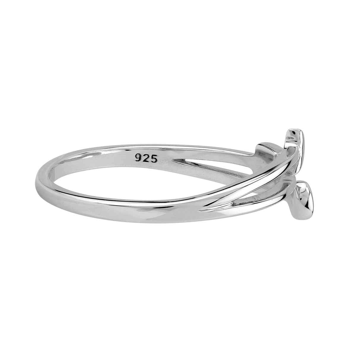 White Gold Plated 925 Sterling Silver Minimalist Geometric Design Trendy Chic Ring