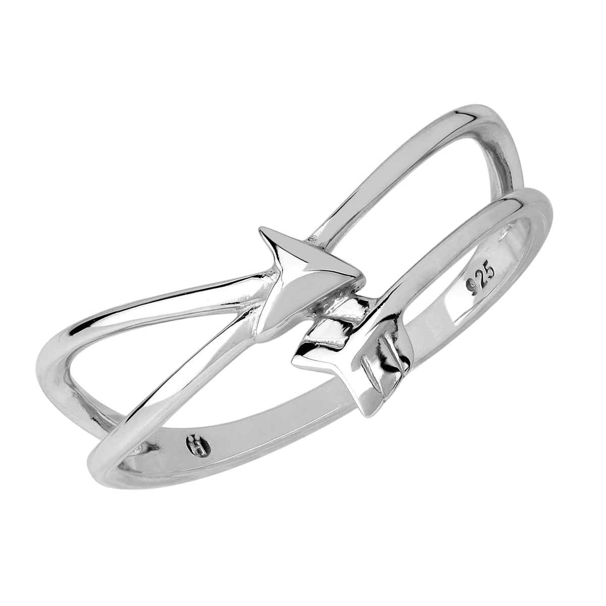 White Gold Plated 925 Sterling Silver Minimalist Arrow Love Trendy Chic Ring