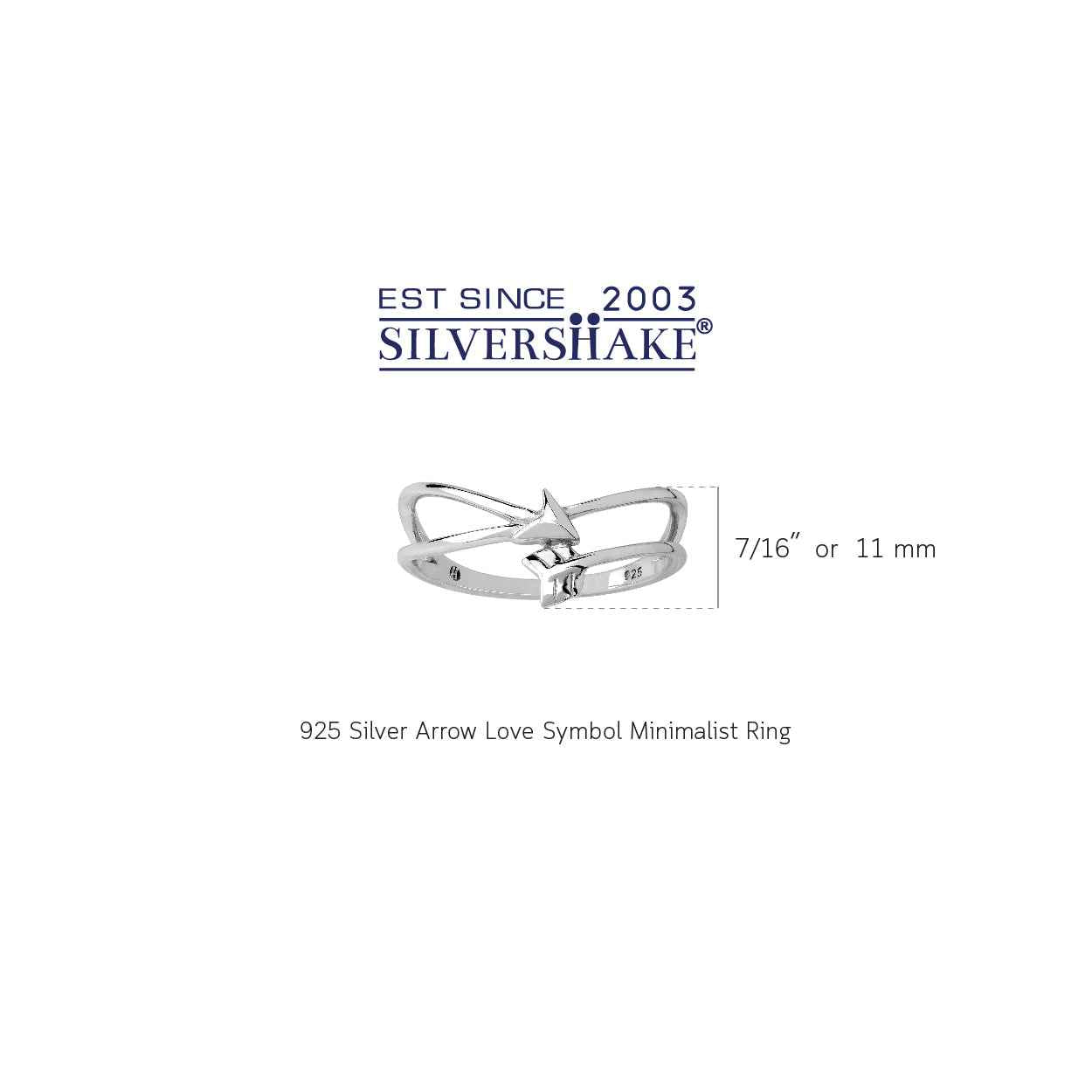 White Gold Plated 925 Sterling Silver Minimalist Arrow Love Trendy Chic Ring