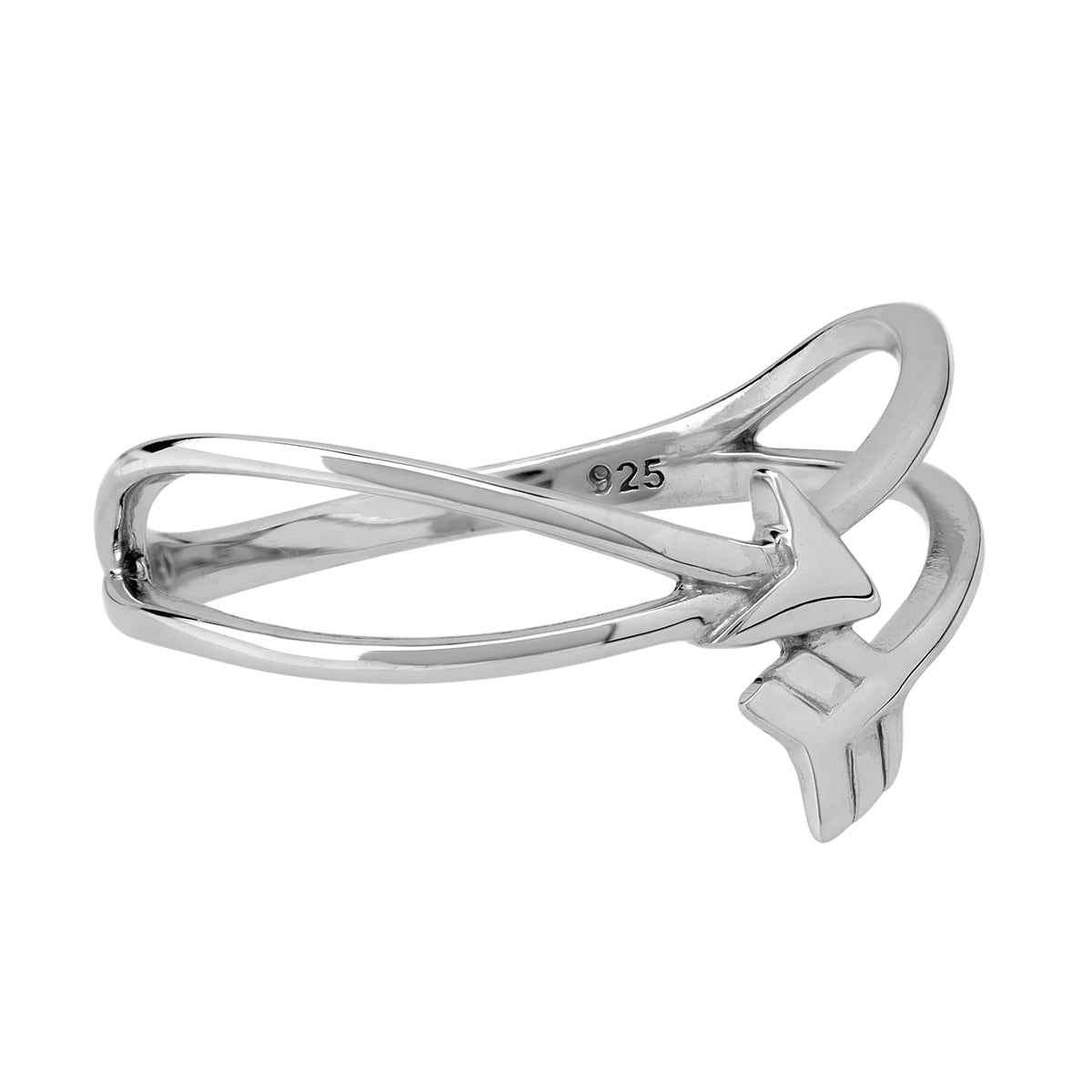 White Gold Plated 925 Sterling Silver Minimalist Arrow Love Trendy Chic Ring